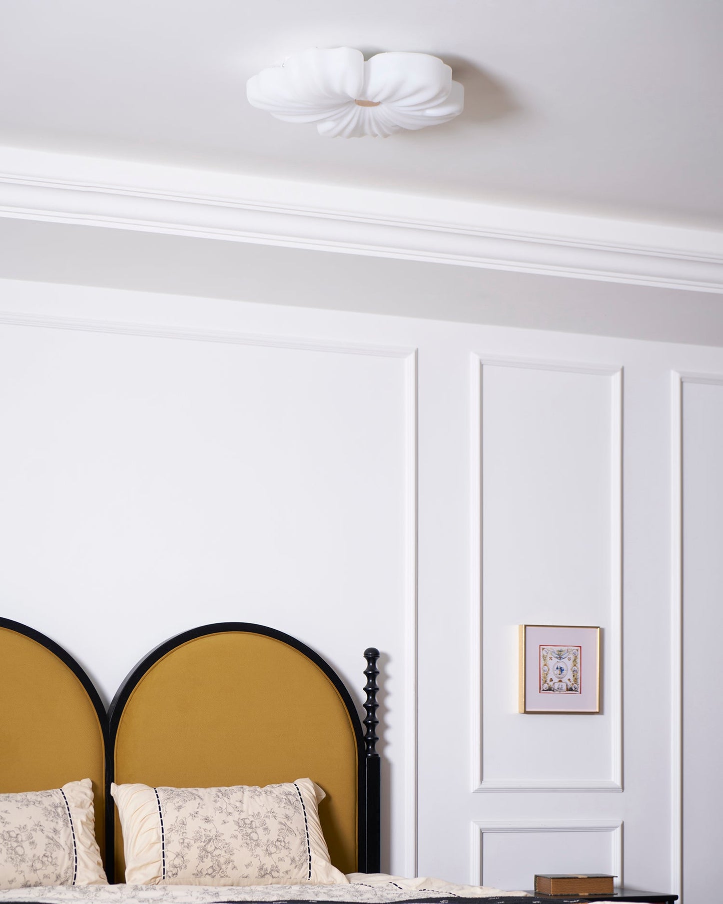 Sculpted Cream Flower Flush Mount Ceiling Light
