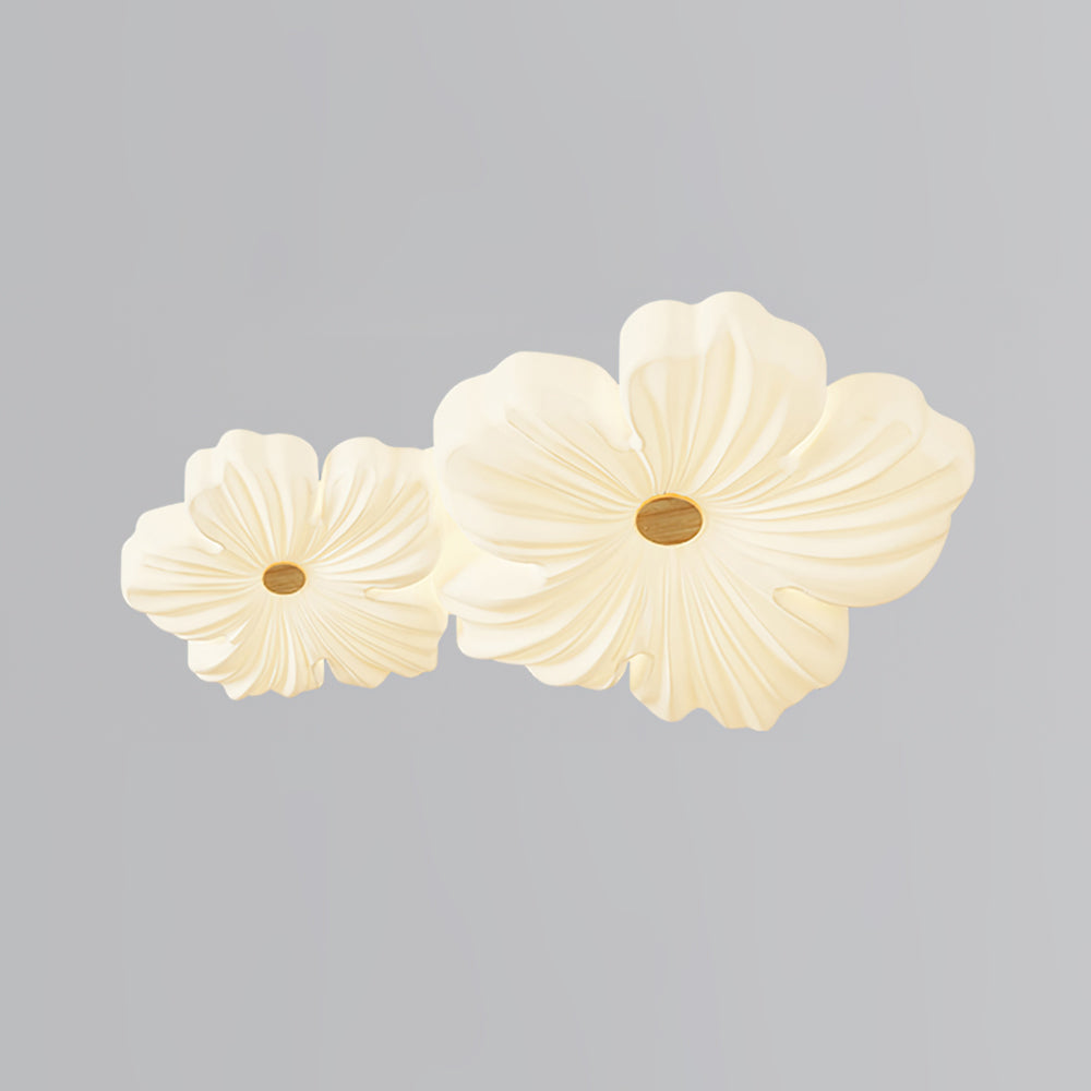 Sculpted Cream Flower Flush Mount Ceiling Light