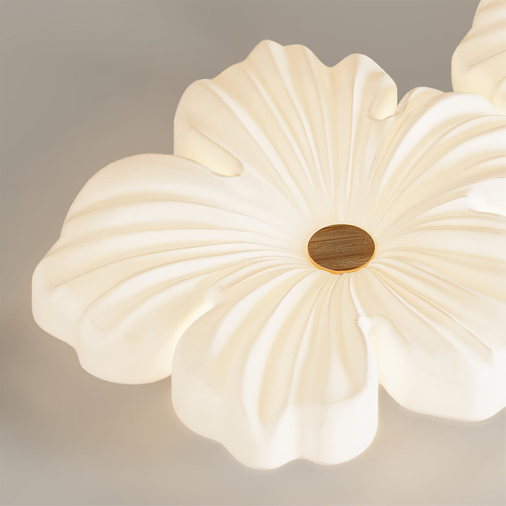 Sculpted Cream Flower Flush Mount Ceiling Light