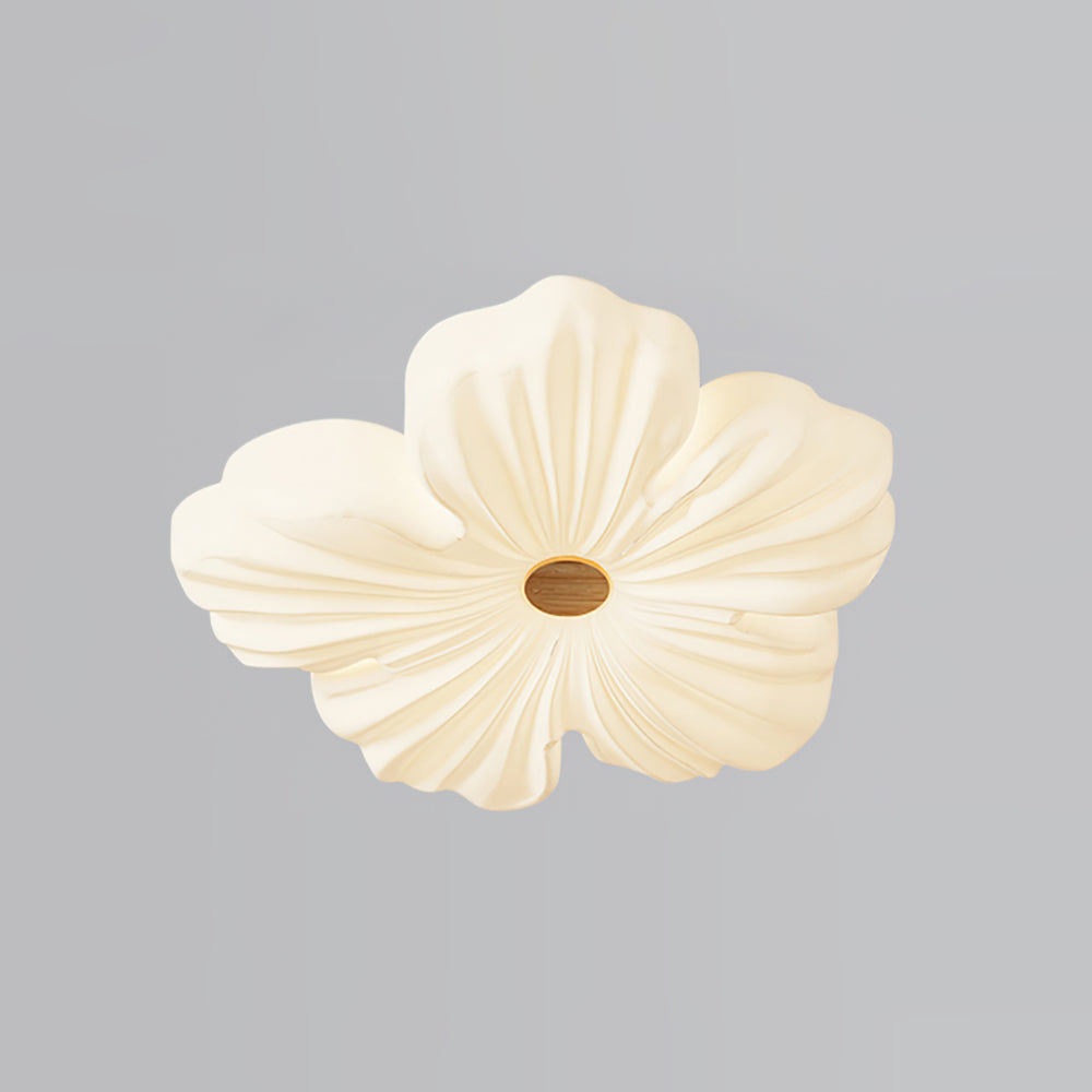 Sculpted Cream Flower Flush Mount Ceiling Light