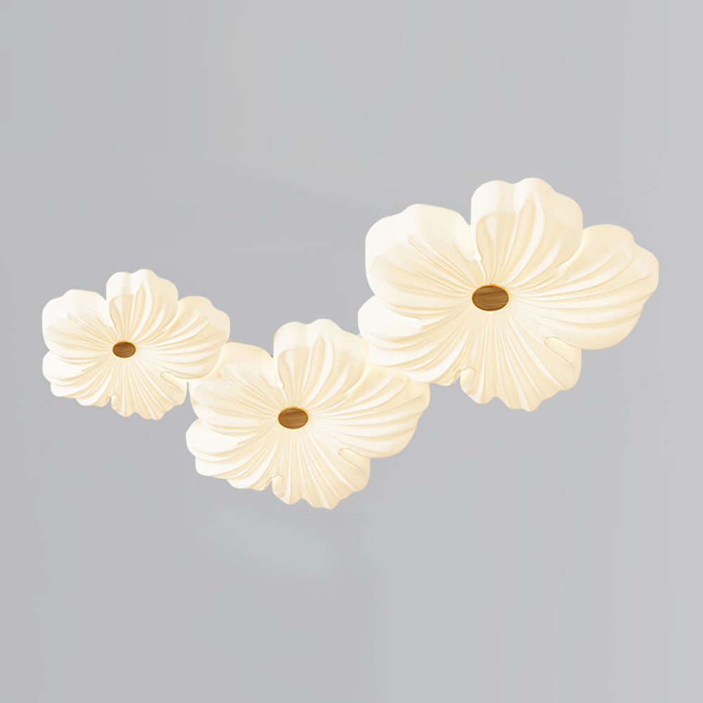 Sculpted Cream Flower Flush Mount Ceiling Light