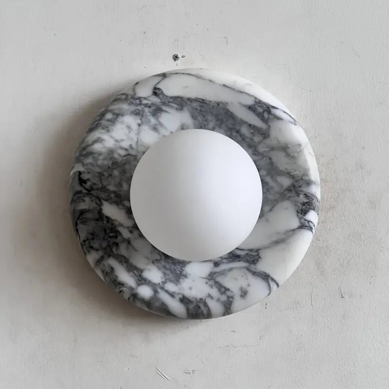 Natural Stone Wall Sconce — Round Designer Wall Light Fixture, Each Piece One-of-a-Kind — Wall Lights for Bedroom, Wall Lights for Living Room — Indoor Wall Lamp for Hallway and Den/Study Erbstuk