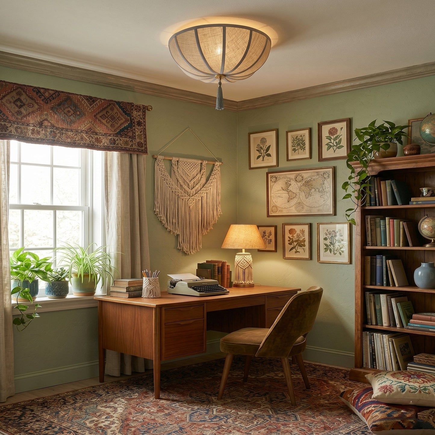 Blooming Flower Fabric Flush Mount Ceiling Light
