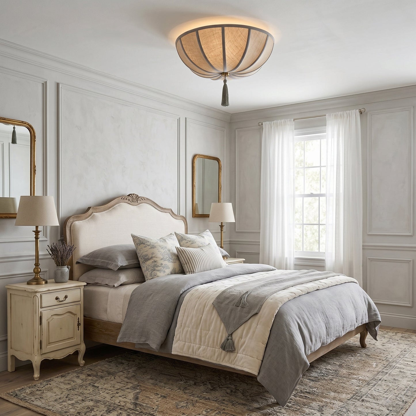 Blooming Flower Fabric Flush Mount Ceiling Light