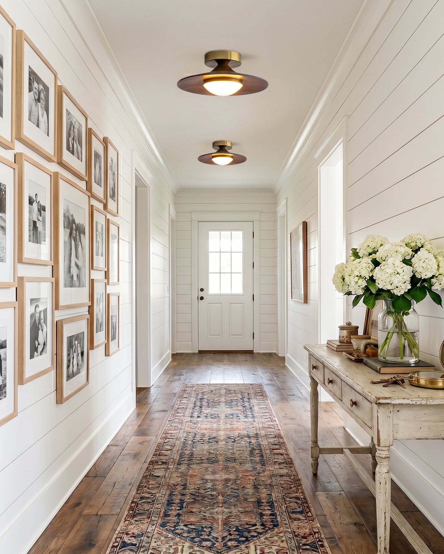 Compact Disc Flush Mount Ceiling Light — Metal & Wood Tone