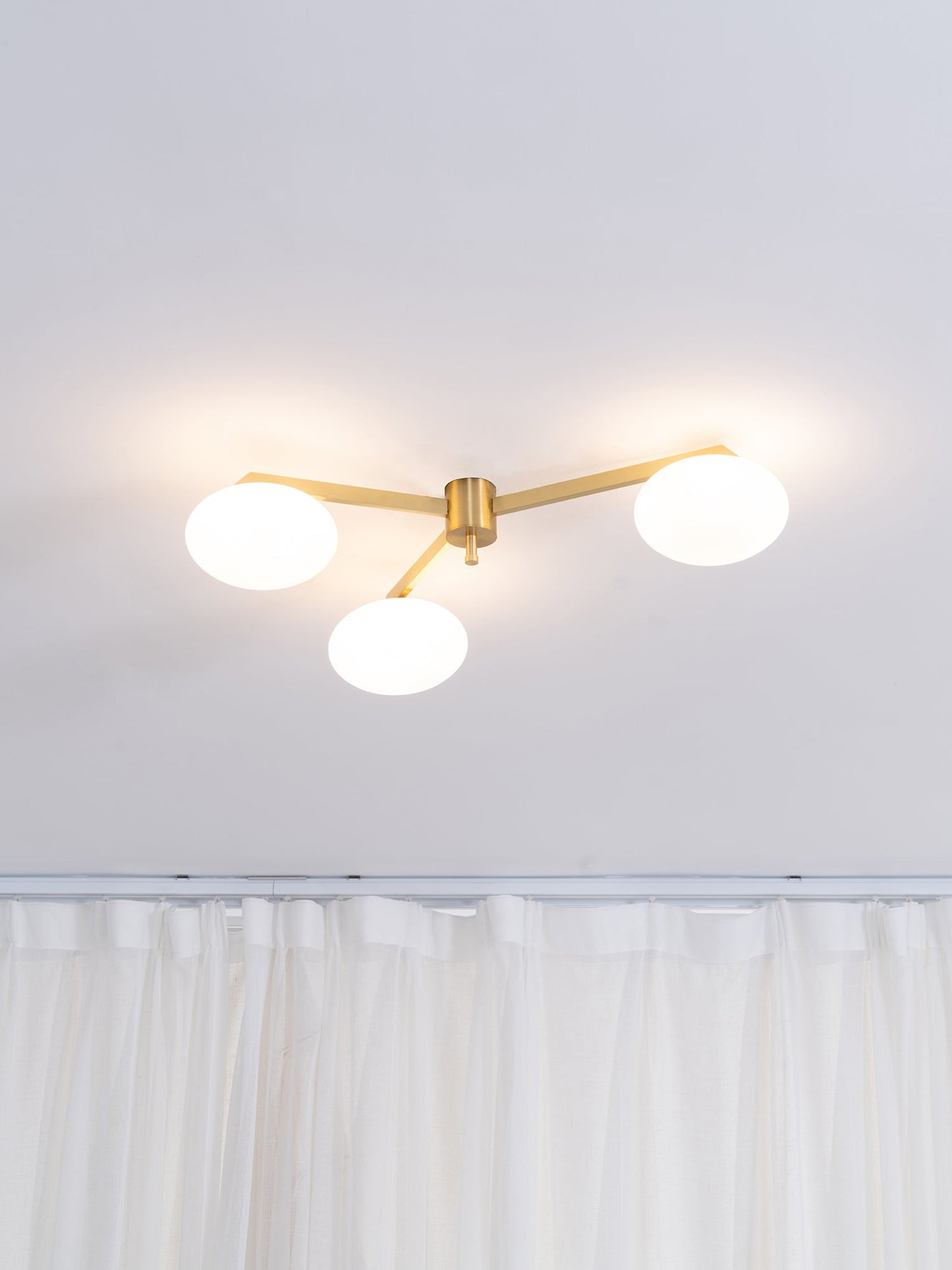 Pearl Globe Brass Arm Flush Mount Ceiling Light