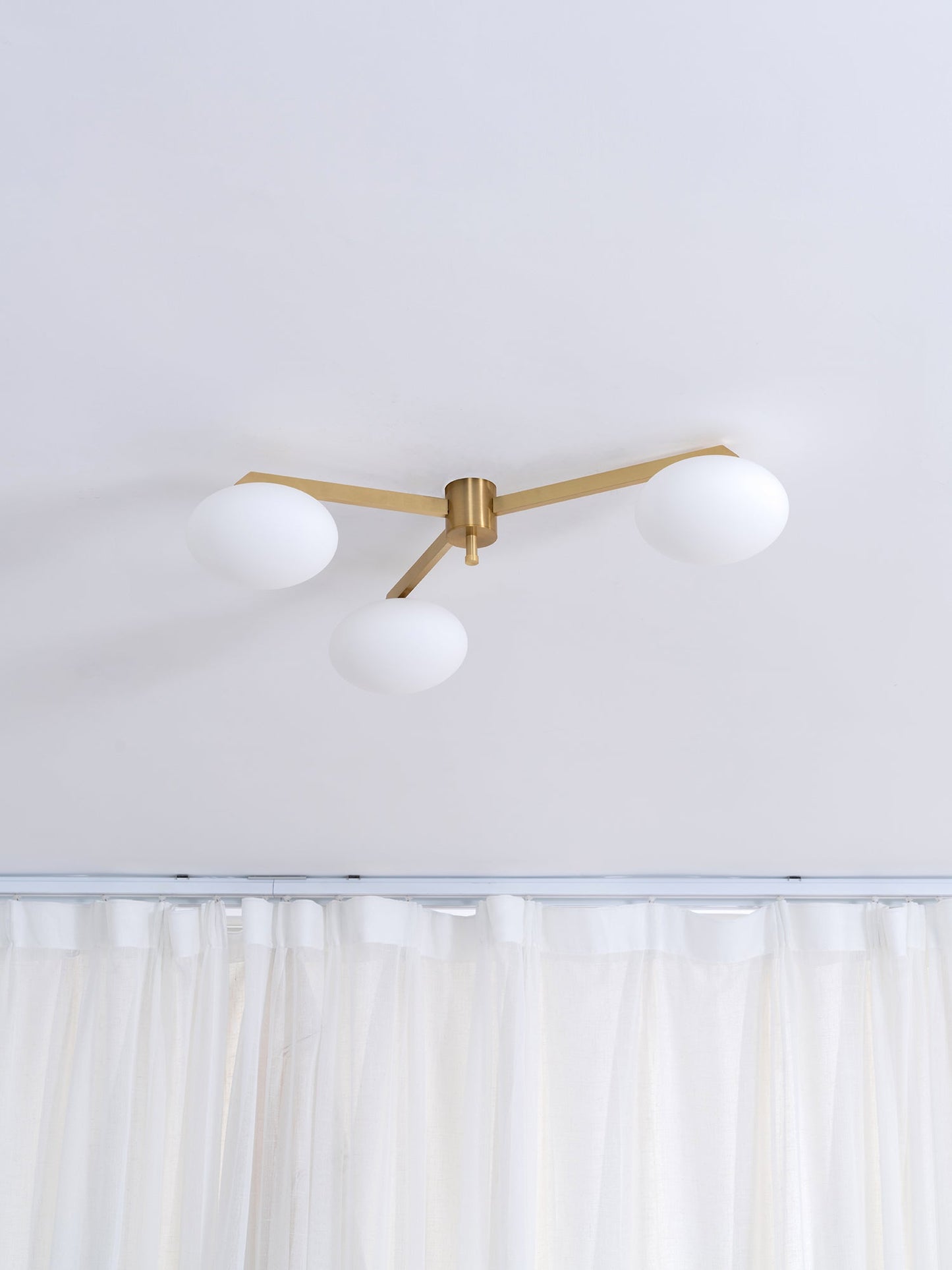 Pearl Globe Brass Arm Flush Mount Ceiling Light