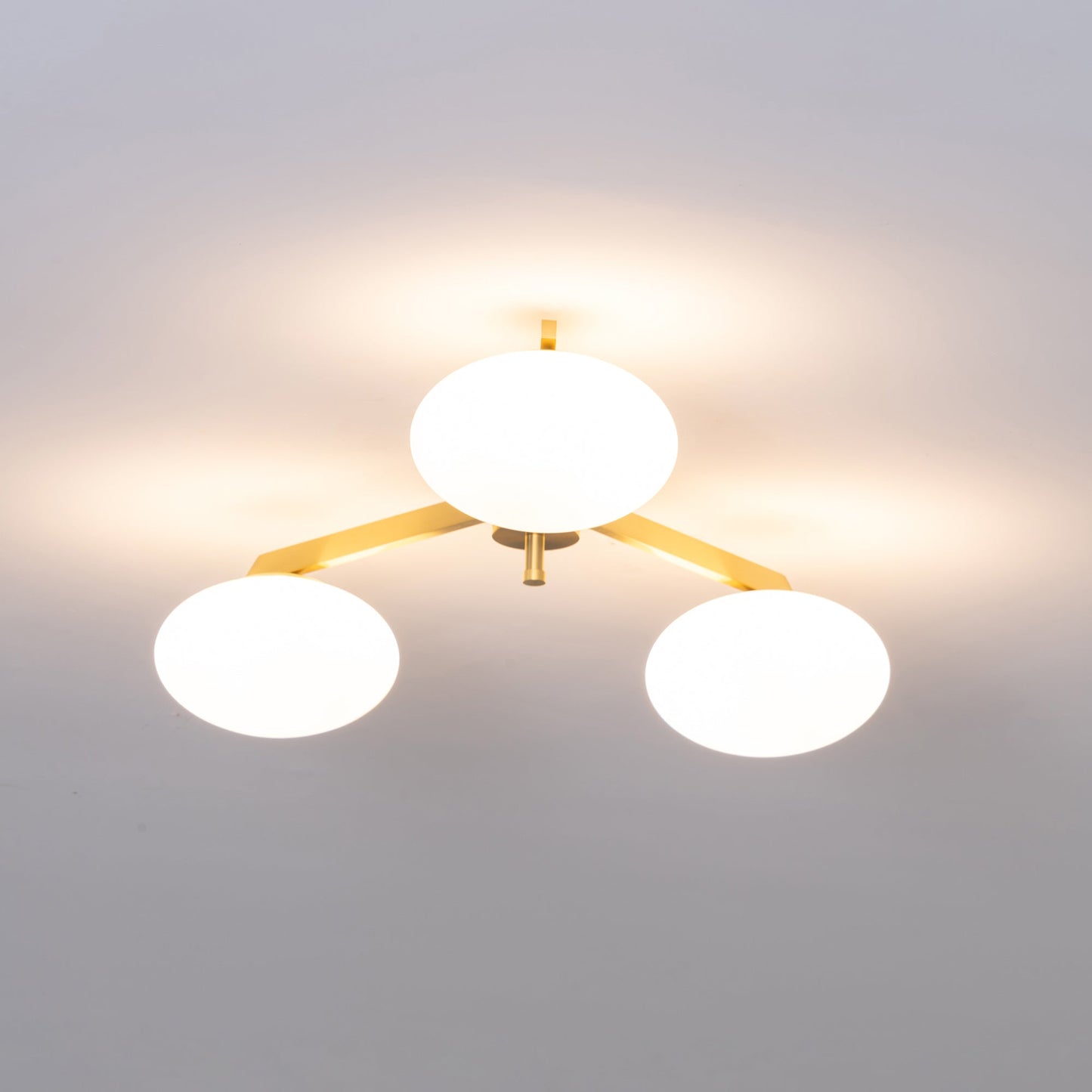Pearl Globe Brass Arm Flush Mount Ceiling Light