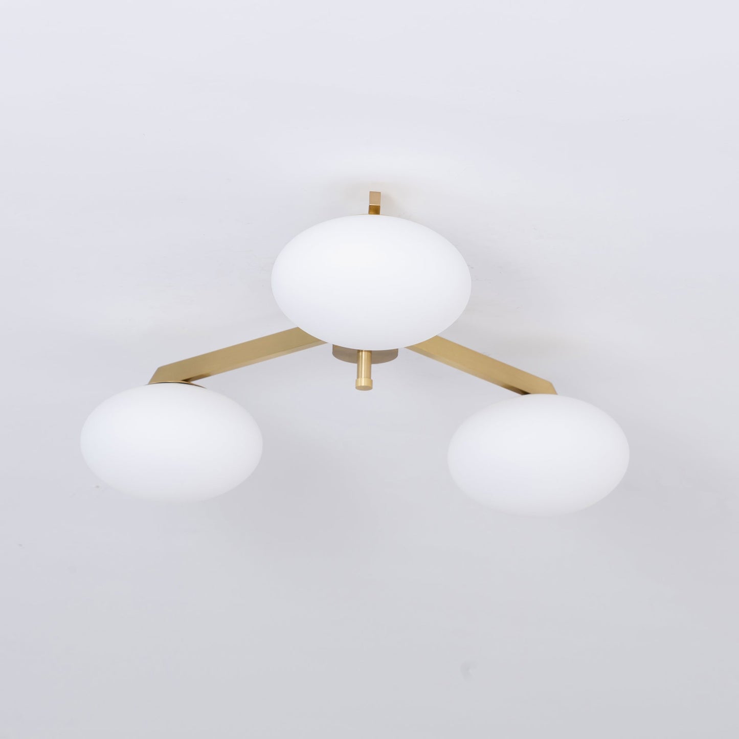 Pearl Globe Brass Arm Flush Mount Ceiling Light