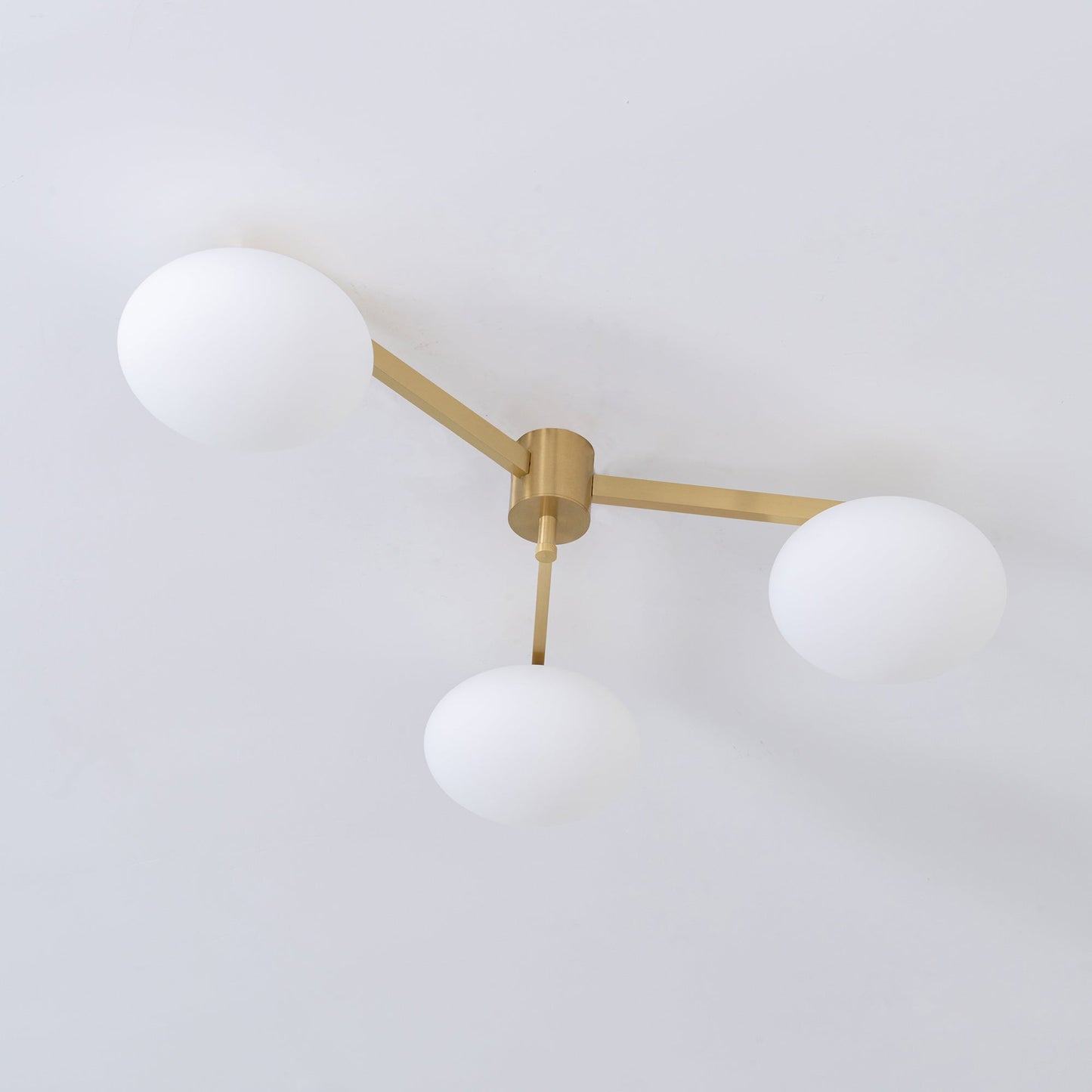 Pearl Globe Brass Arm Flush Mount Ceiling Light