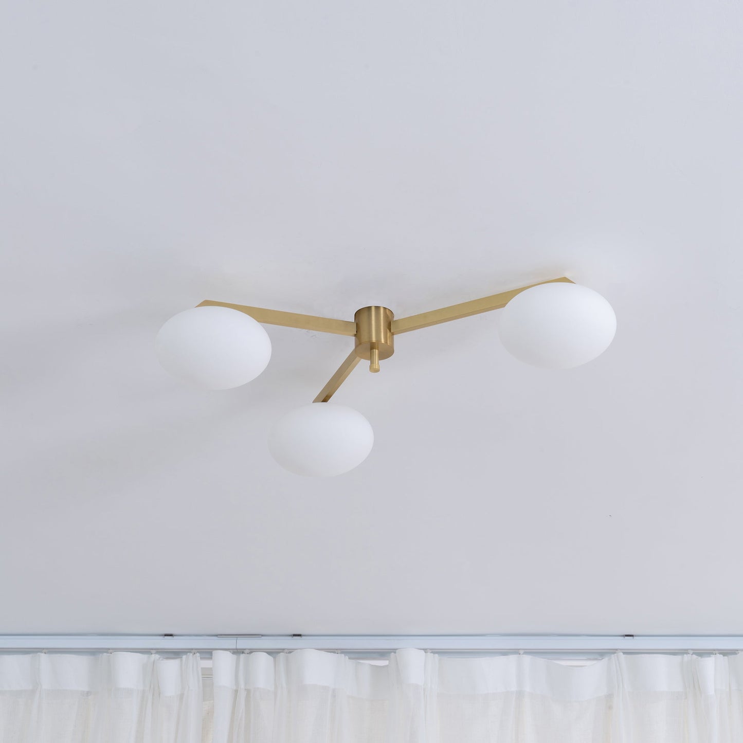 Pearl Globe Brass Arm Flush Mount Ceiling Light