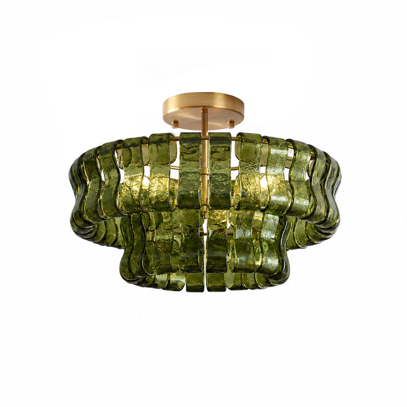 Ice-Textured Glass Round Flush Mount Ceiling Light