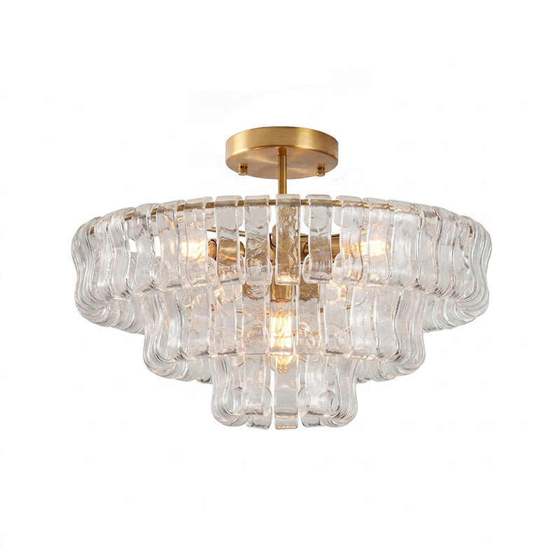 Ice-Textured Glass Round Flush Mount Ceiling Light