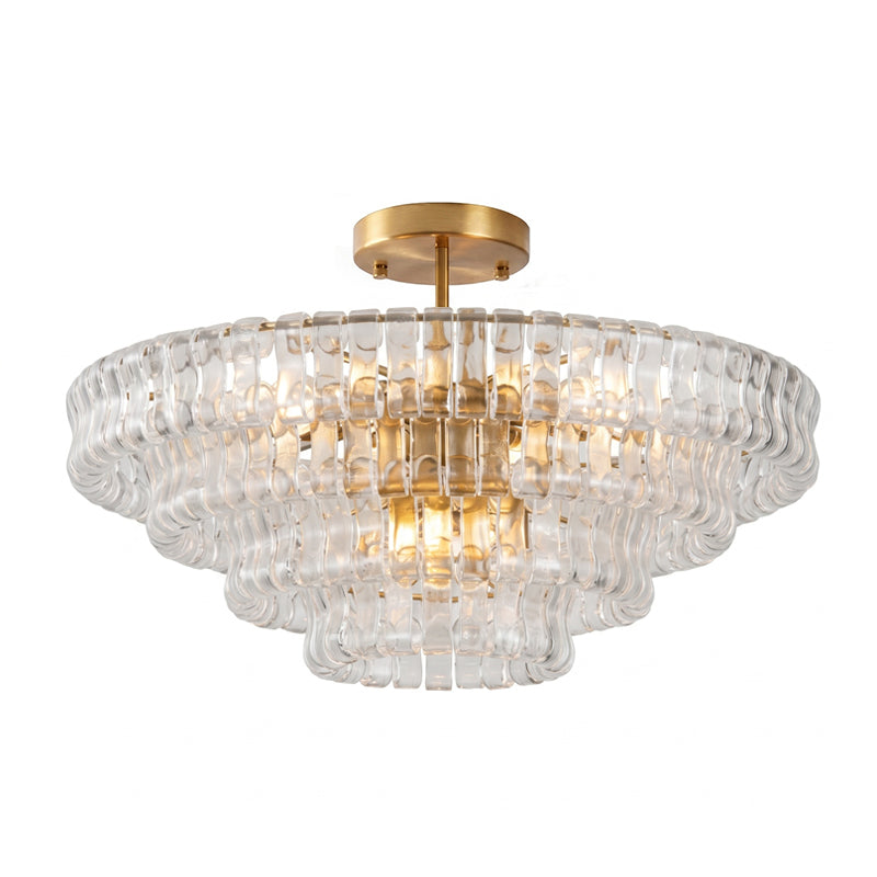 Ice-Textured Glass Round Flush Mount Ceiling Light