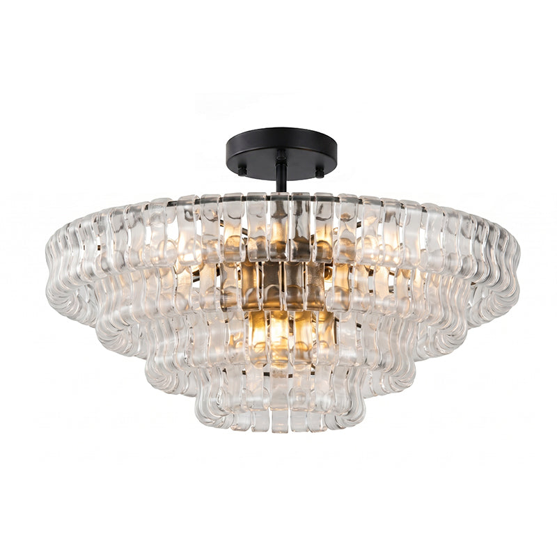 Ice-Textured Glass Round Flush Mount Ceiling Light