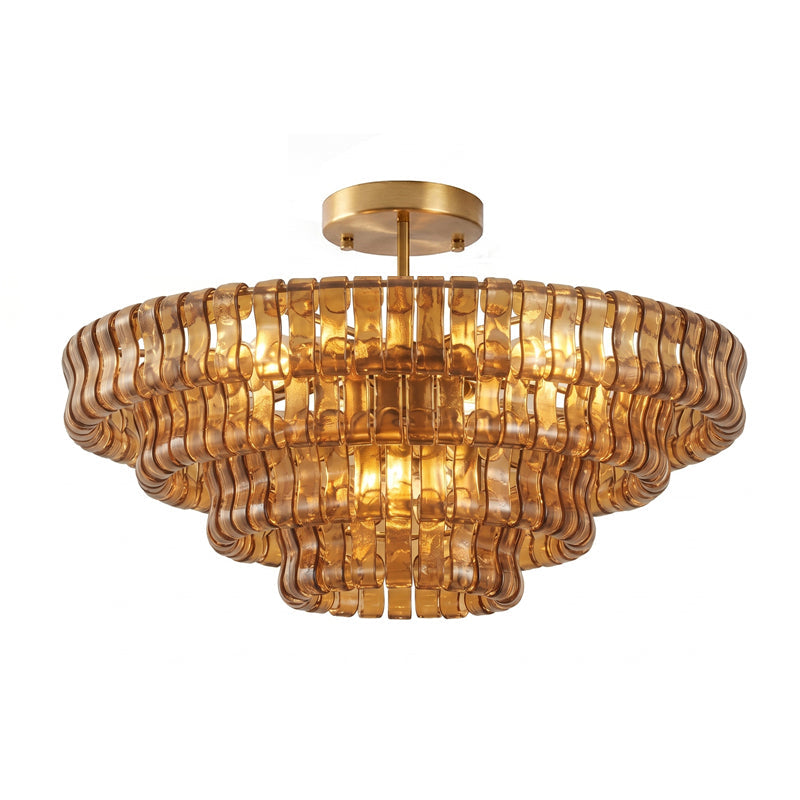 Ice-Textured Glass Round Flush Mount Ceiling Light