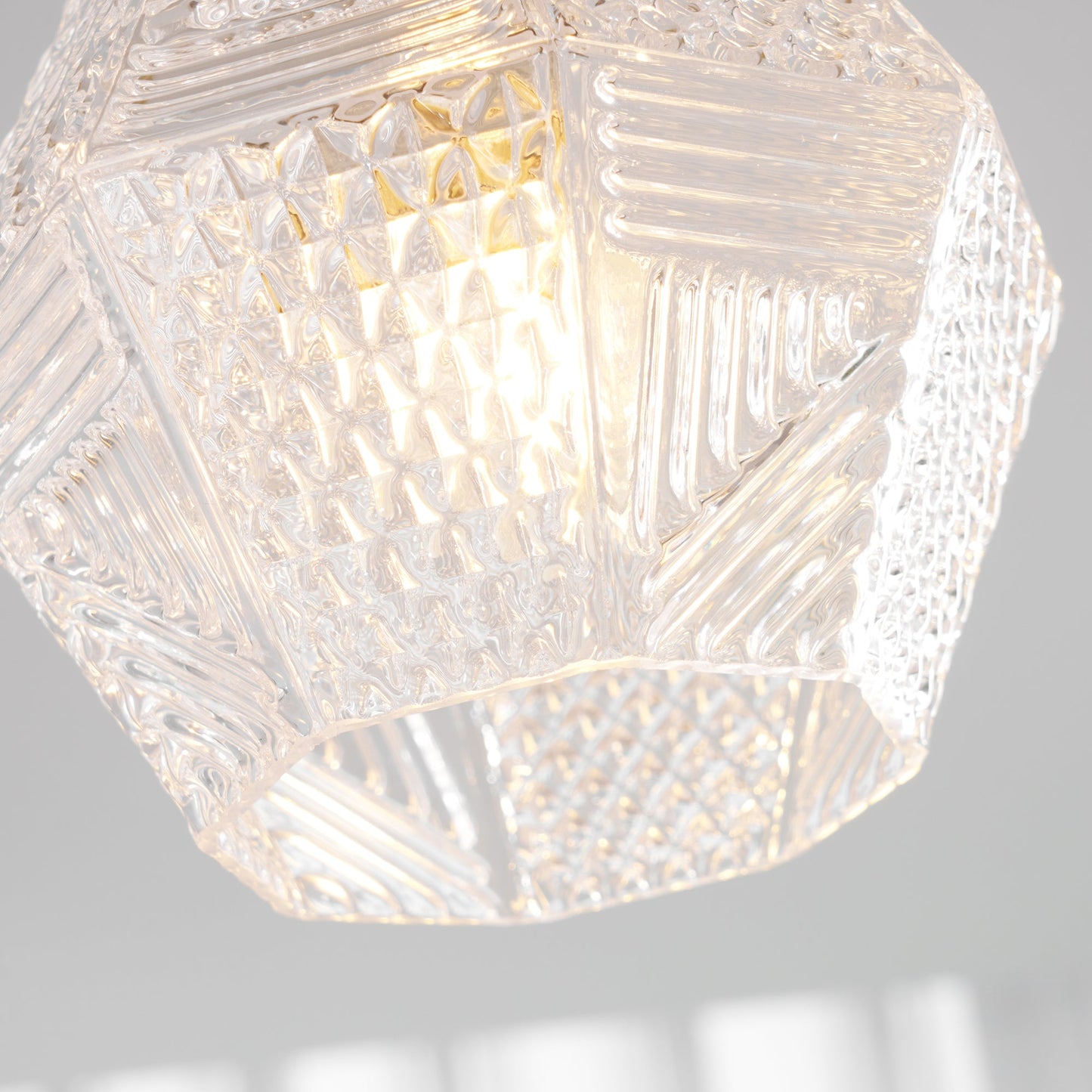 Faceted Glass Art Deco Ceiling Light — Warm Brass