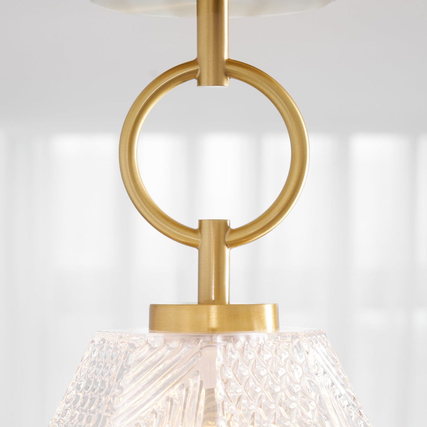 Faceted Glass Art Deco Ceiling Light — Warm Brass