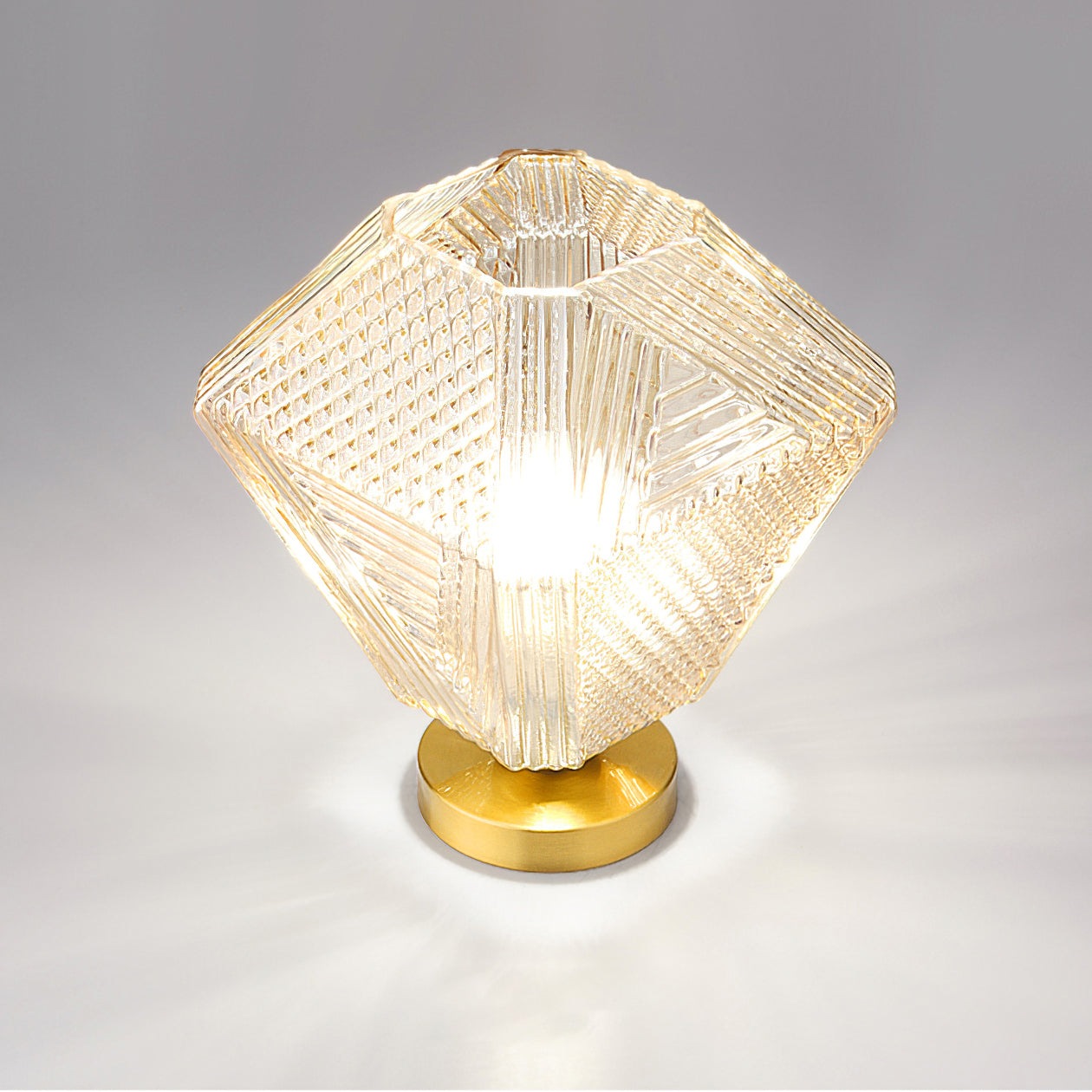 Faceted Glass Art Deco Ceiling Light — Warm Brass