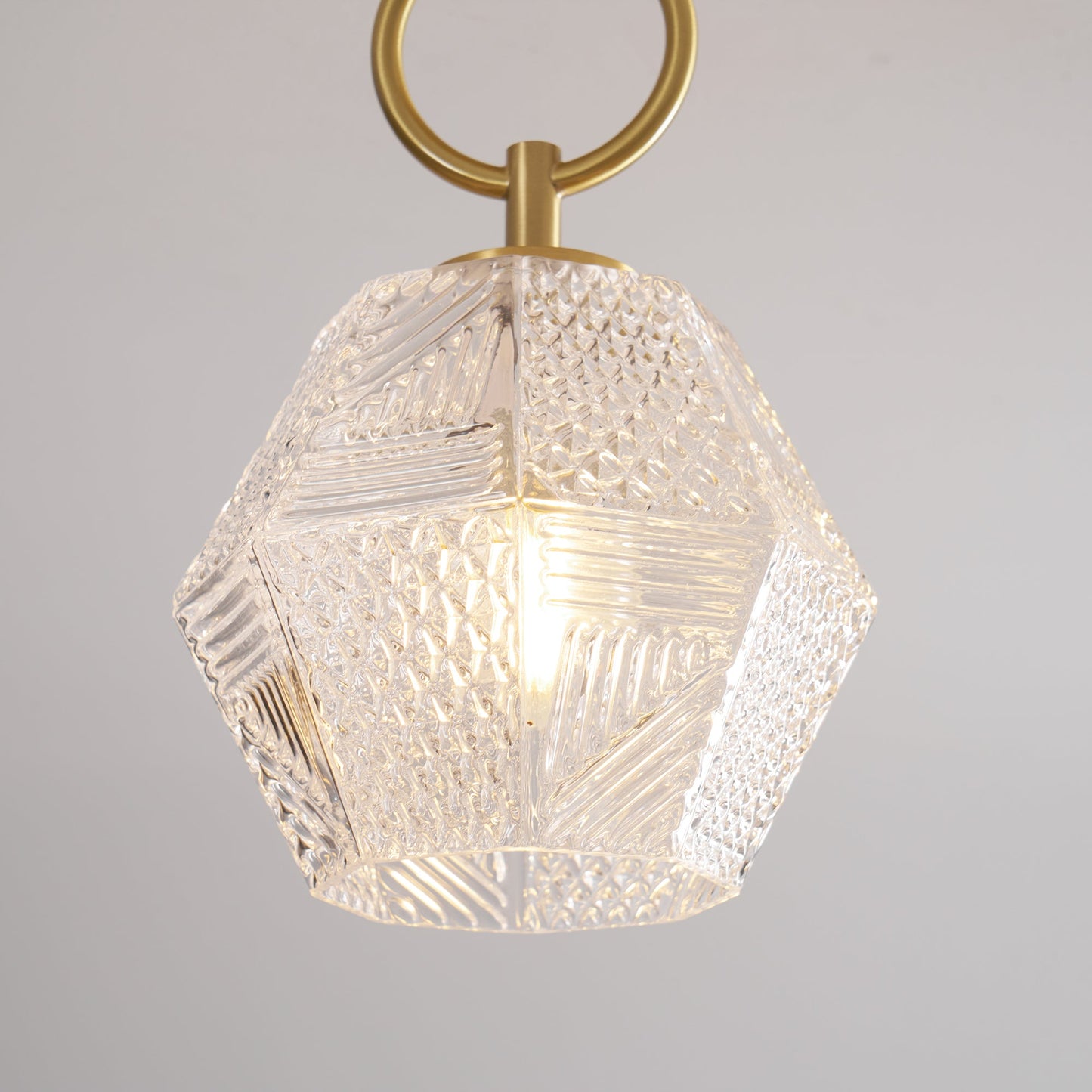 Faceted Glass Art Deco Ceiling Light — Warm Brass