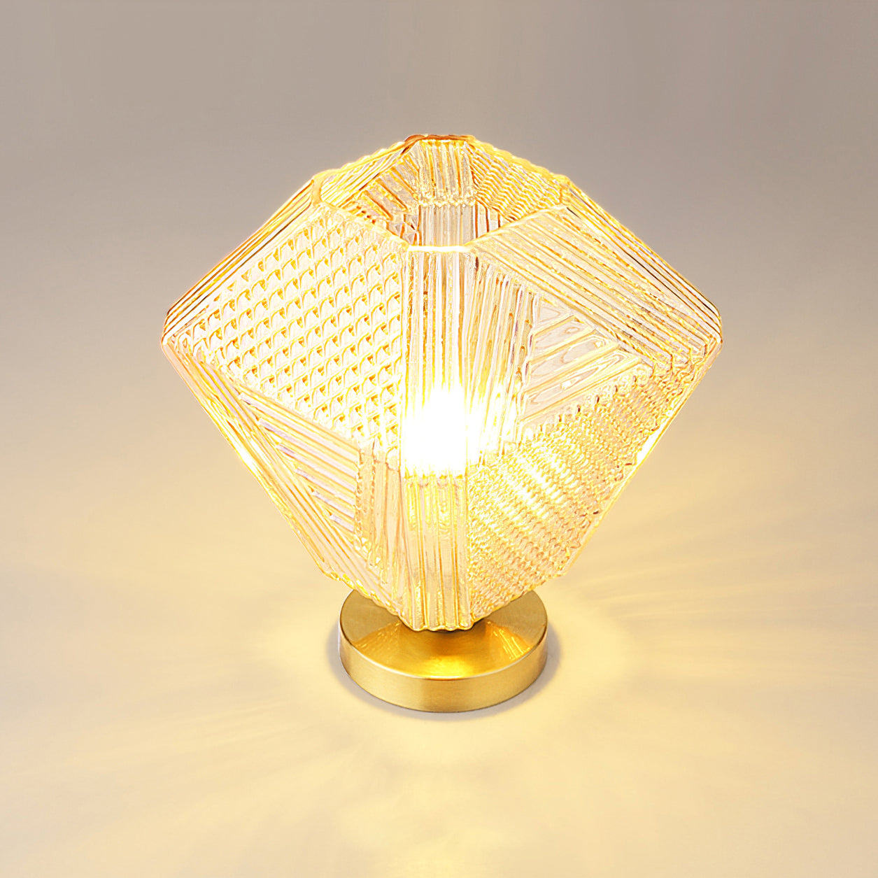 Faceted Glass Art Deco Ceiling Light — Warm Brass