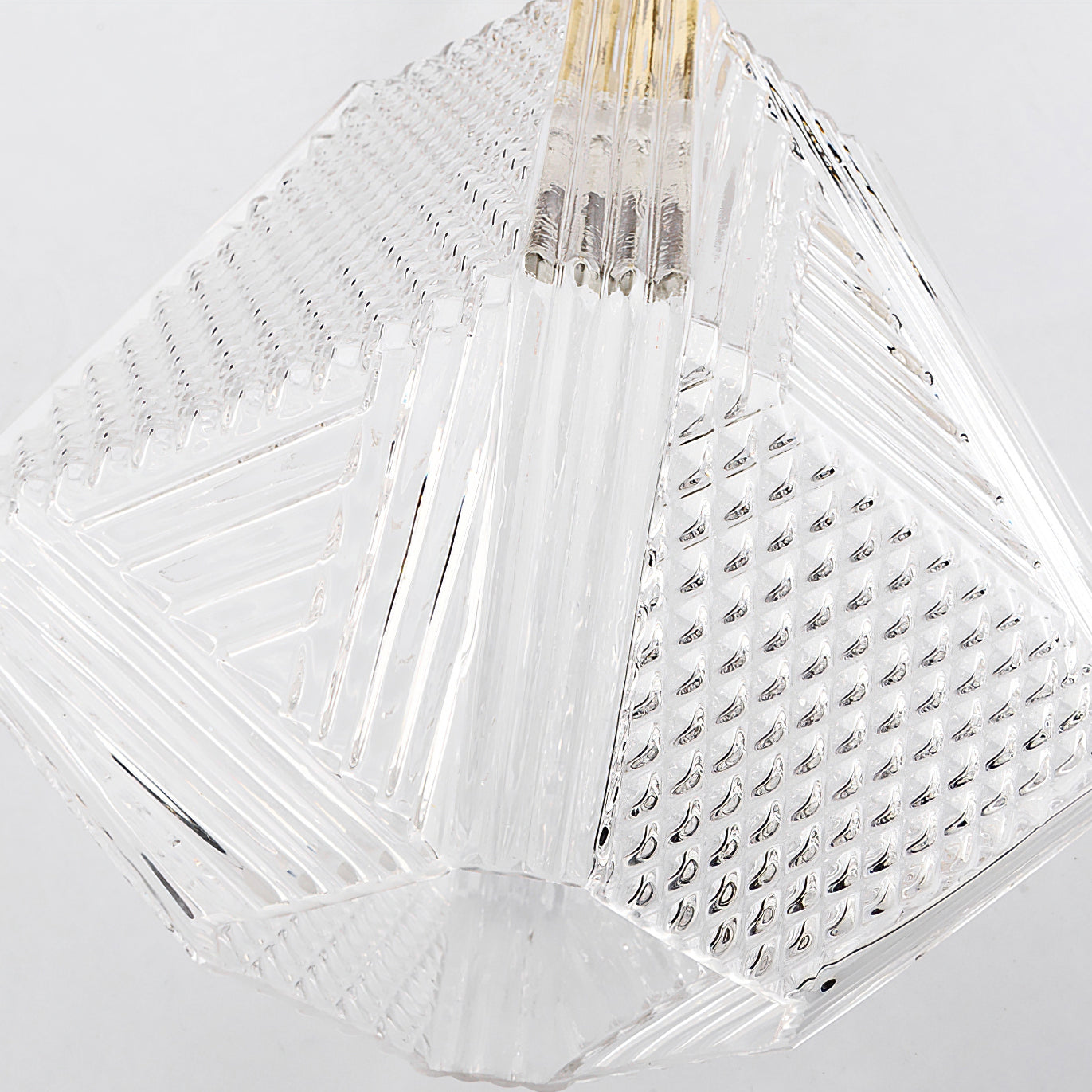 Faceted Glass Art Deco Ceiling Light — Warm Brass