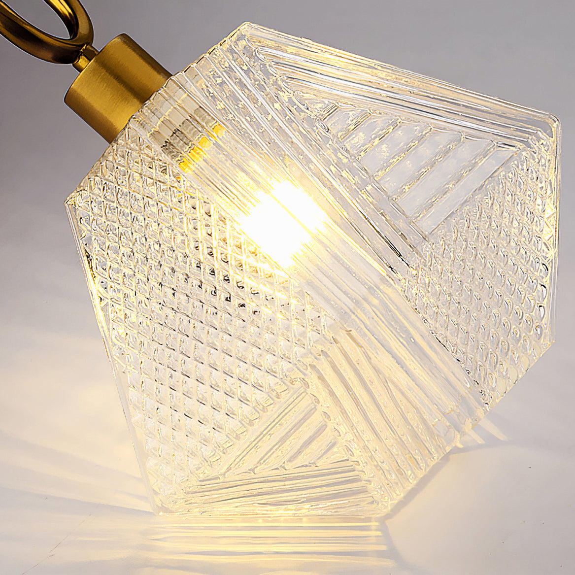 Faceted Glass Art Deco Ceiling Light — Warm Brass