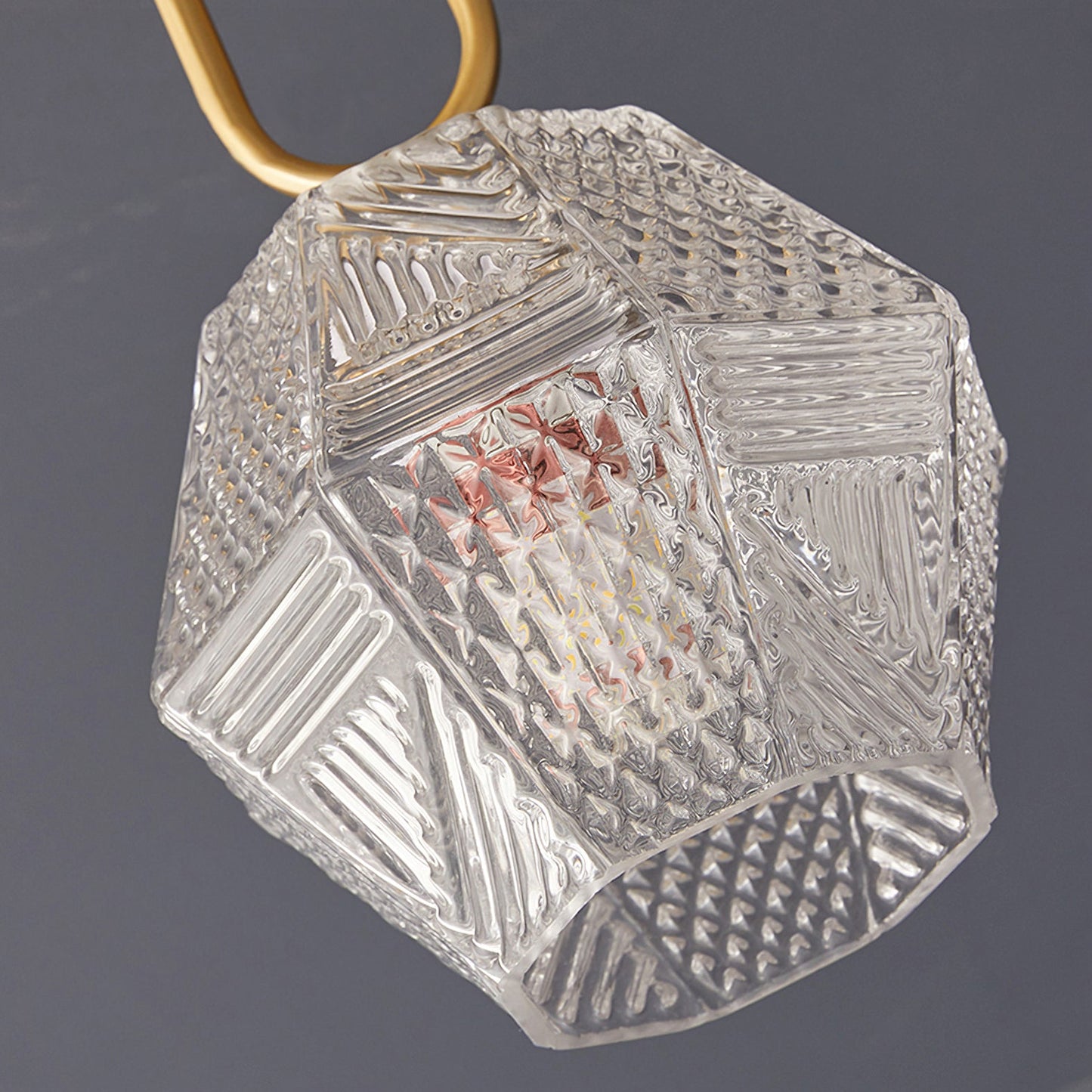 Faceted Glass Art Deco Ceiling Light — Warm Brass