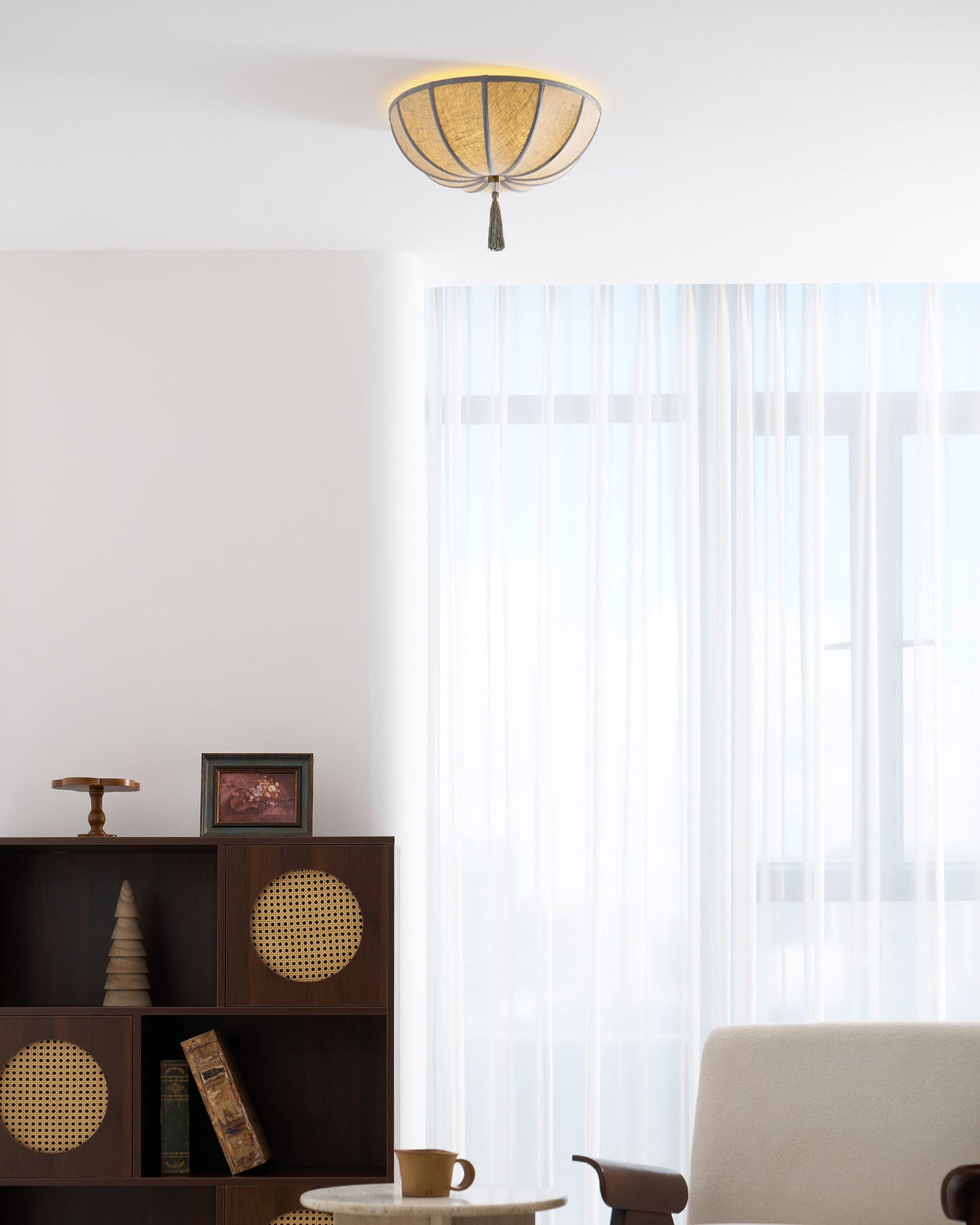 Blooming Flower Fabric Flush Mount Ceiling Light