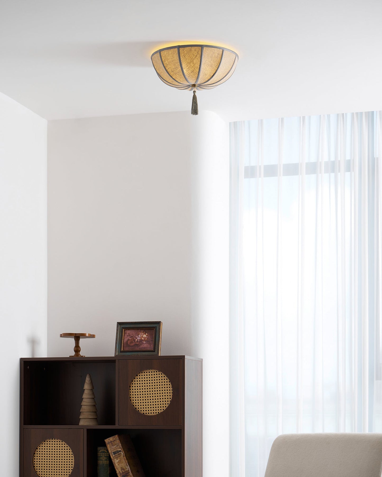 Blooming Flower Fabric Flush Mount Ceiling Light
