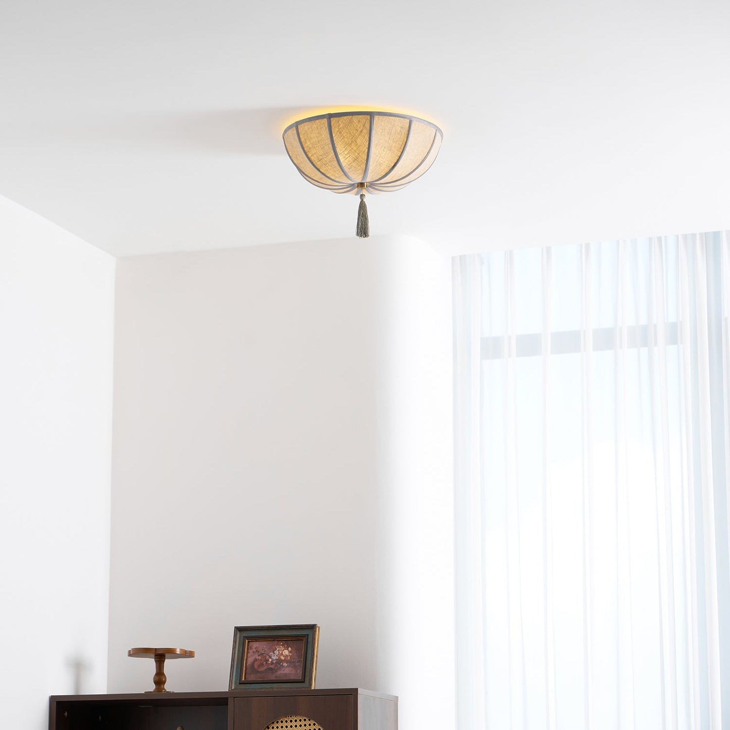 Blooming Flower Fabric Flush Mount Ceiling Light