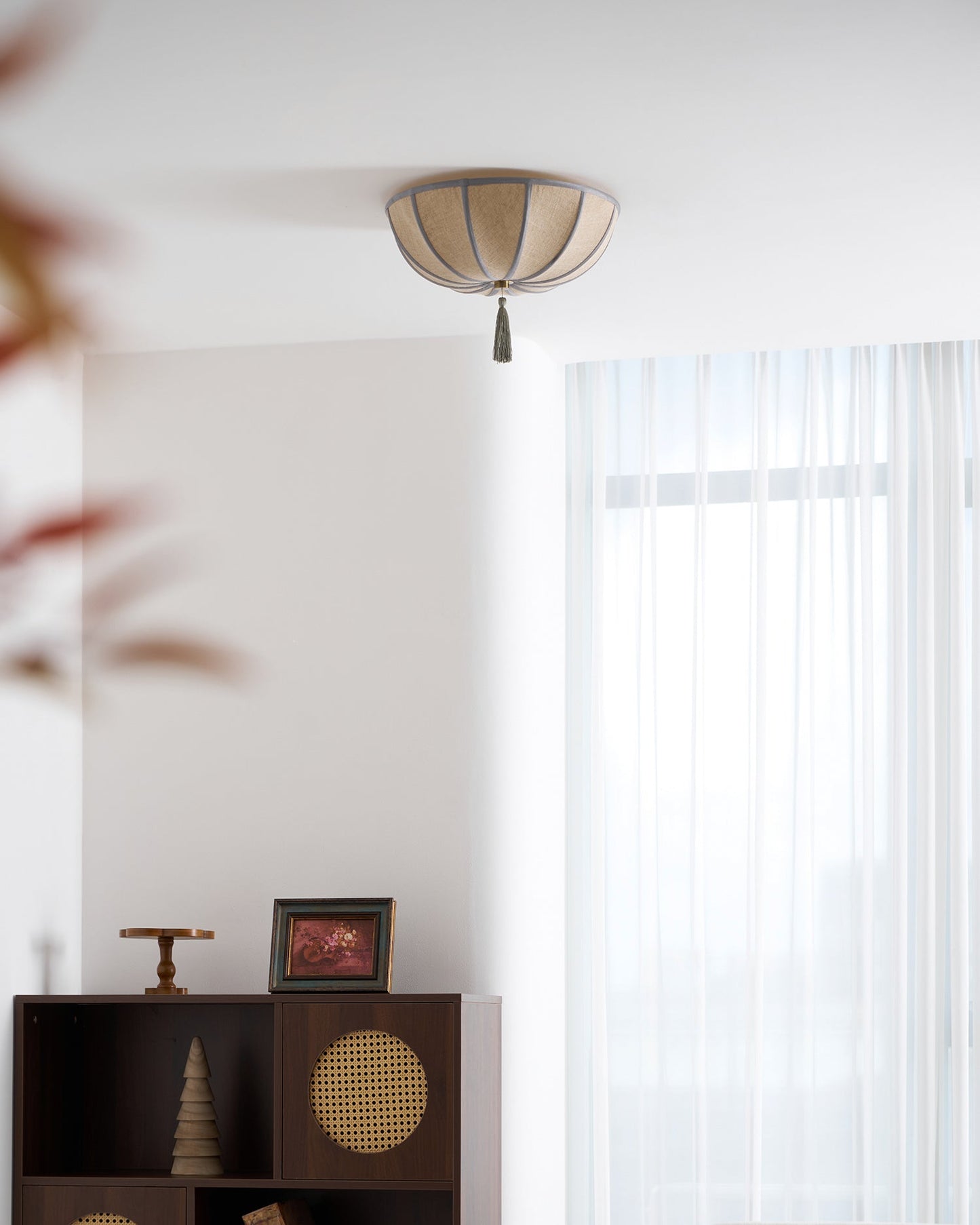 Blooming Flower Fabric Flush Mount Ceiling Light