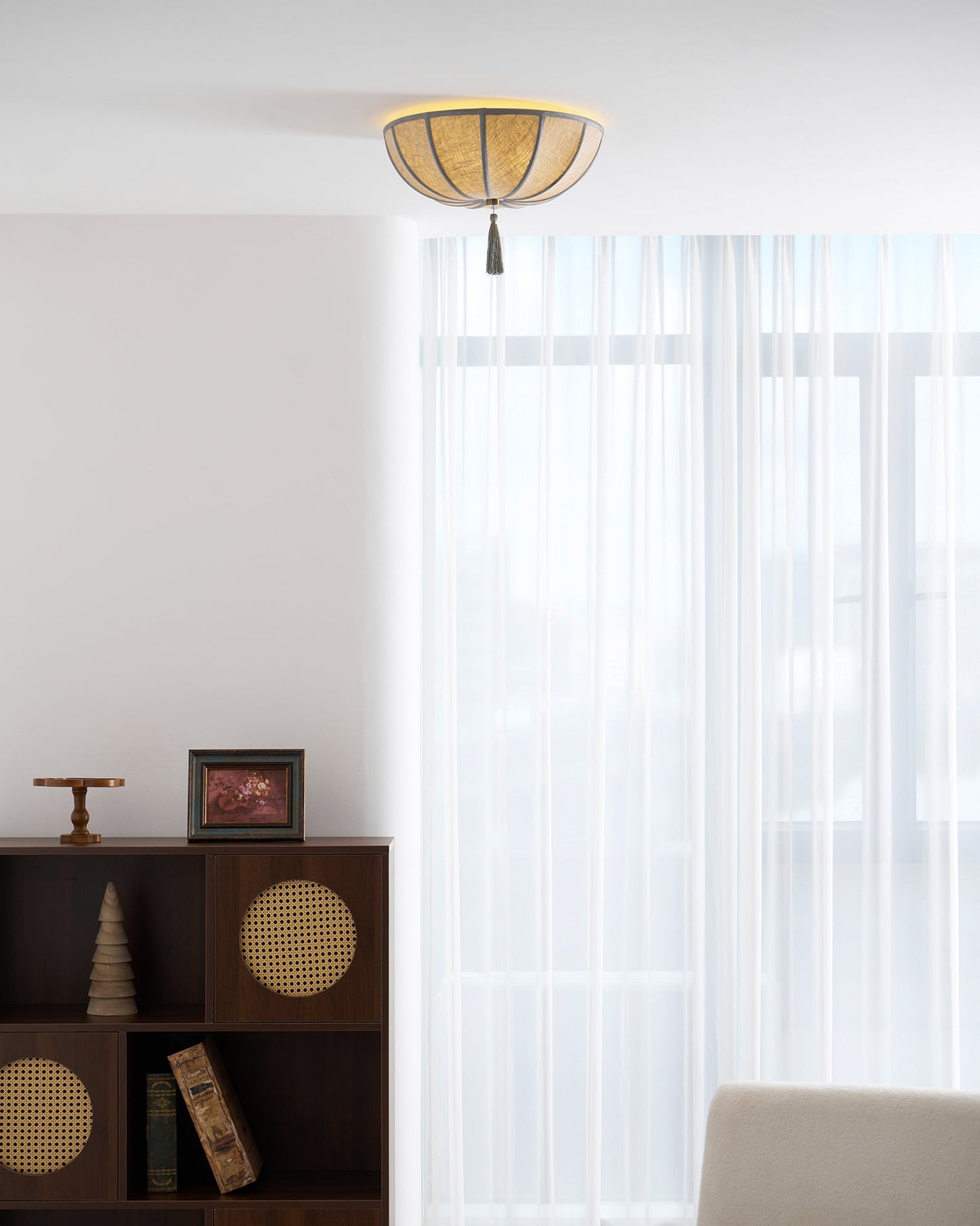 Blooming Flower Fabric Flush Mount Ceiling Light