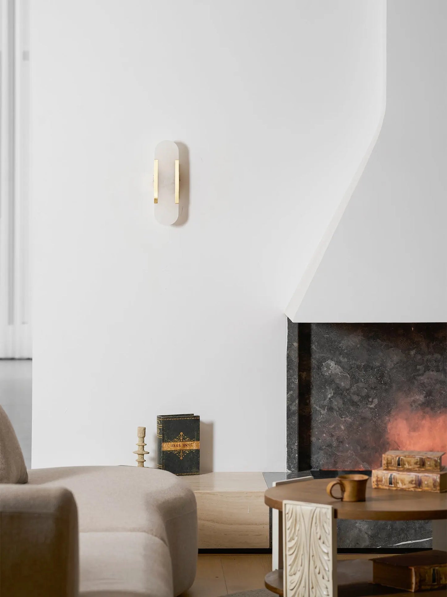 D. Oblong Alabaster Wall Sconce Erbstuk