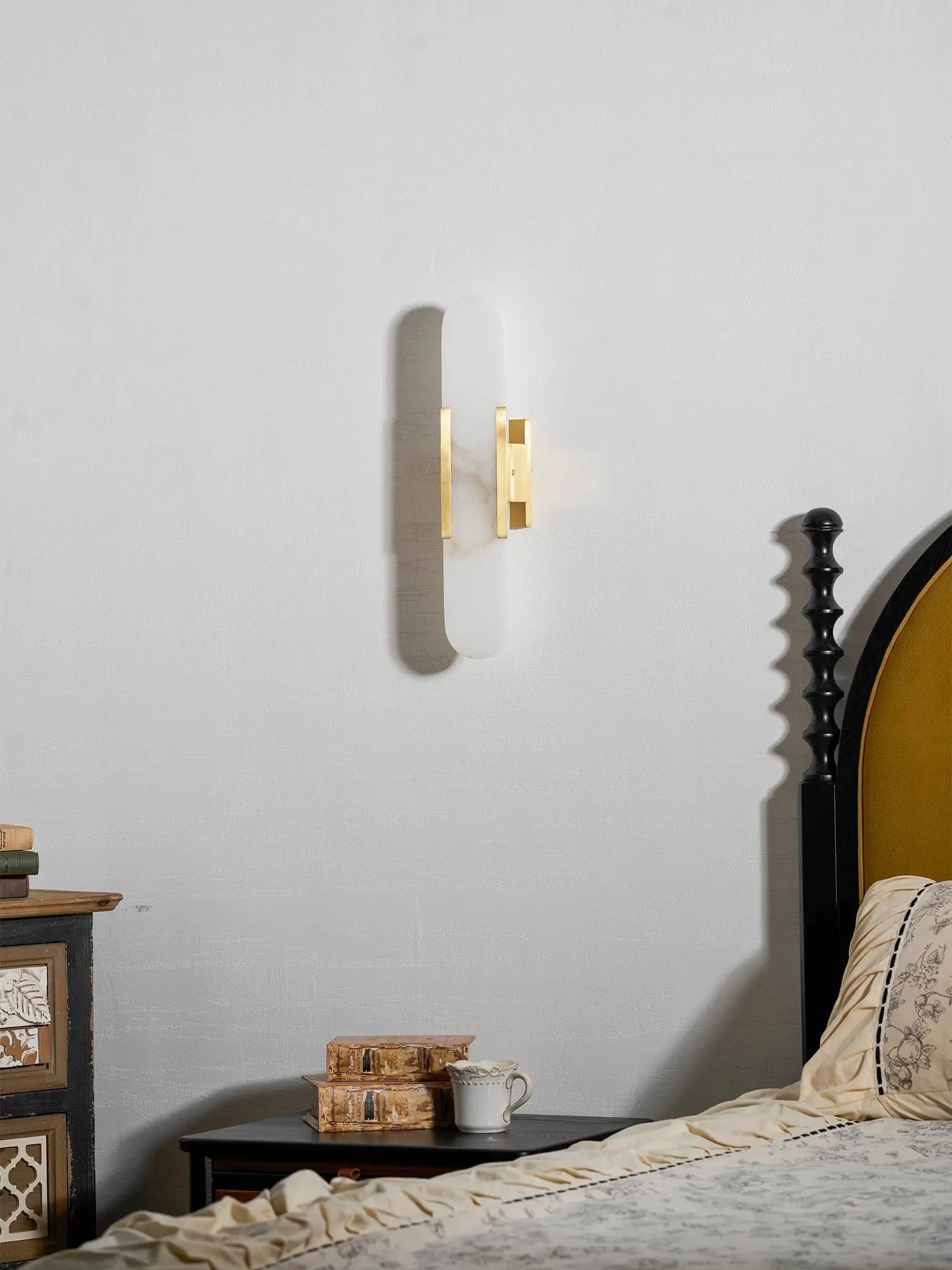 D. Oblong Alabaster Wall Sconce Erbstuk