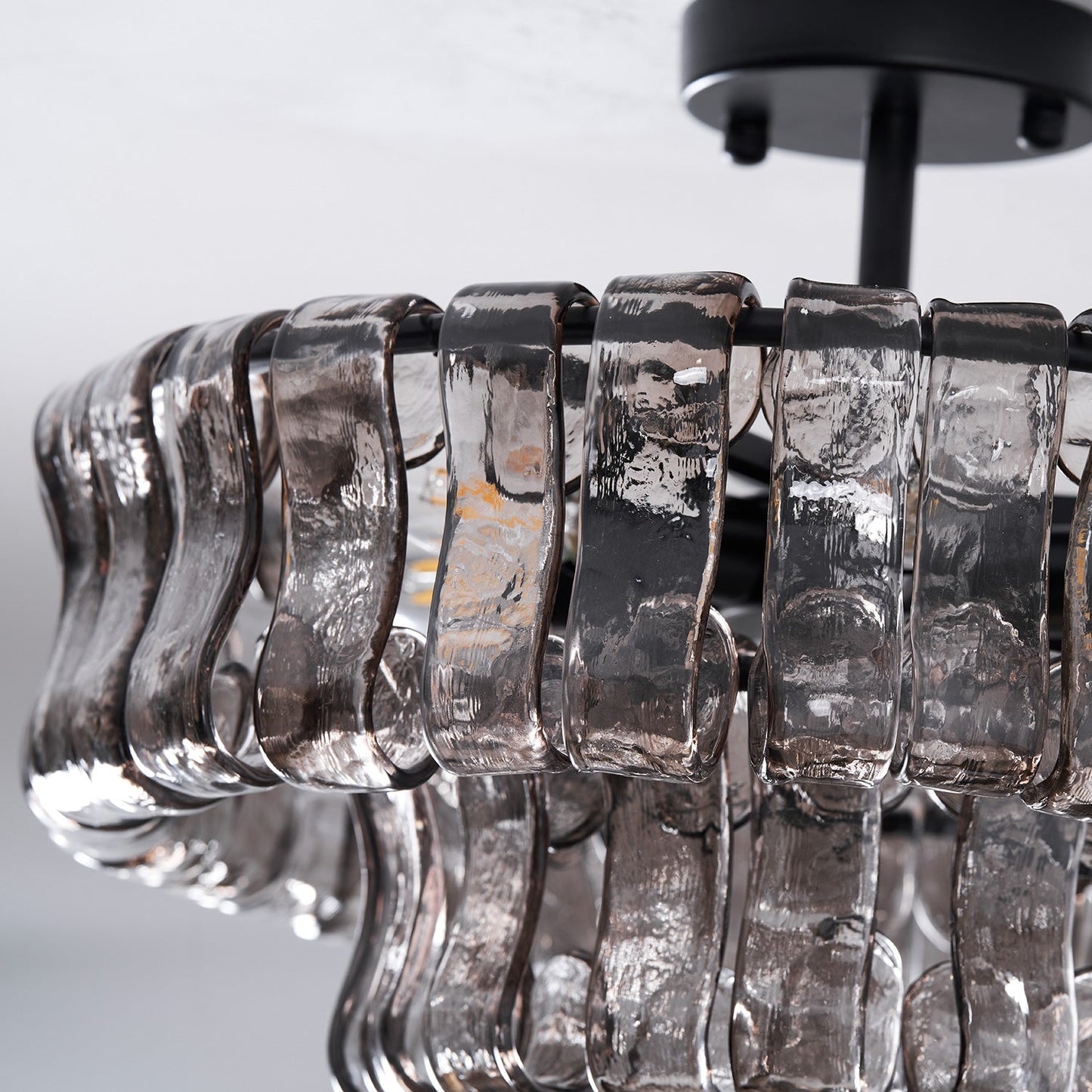 Ice-Textured Glass Round Flush Mount Ceiling Light