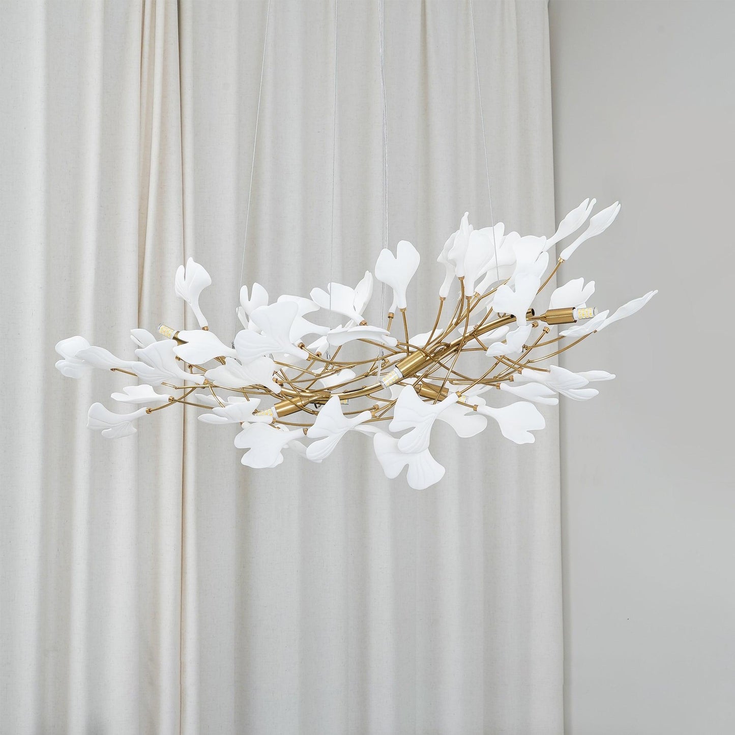 Ceramic Ginkgo Leaf Linear Chandelier