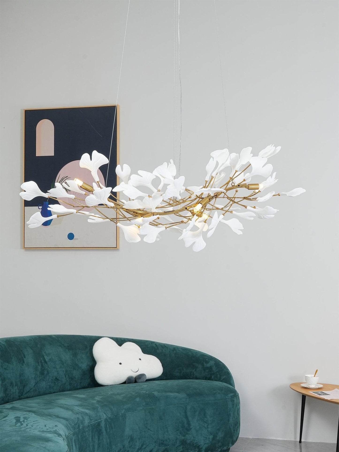 Ceramic Ginkgo Leaf Linear Chandelier