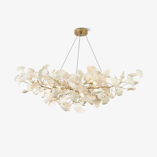 Ceramic Ginkgo Leaf Linear Chandelier