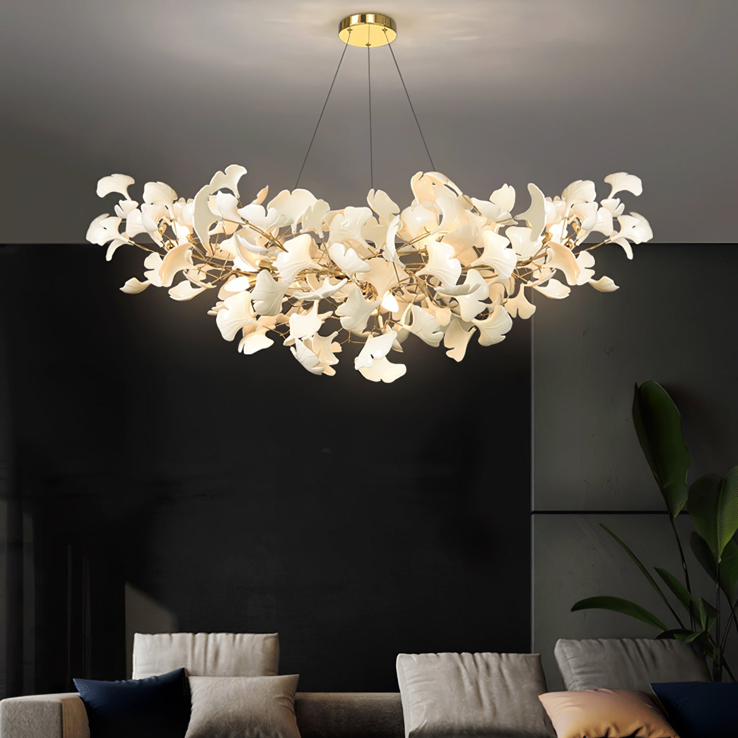 Ceramic Ginkgo Leaf Linear Chandelier