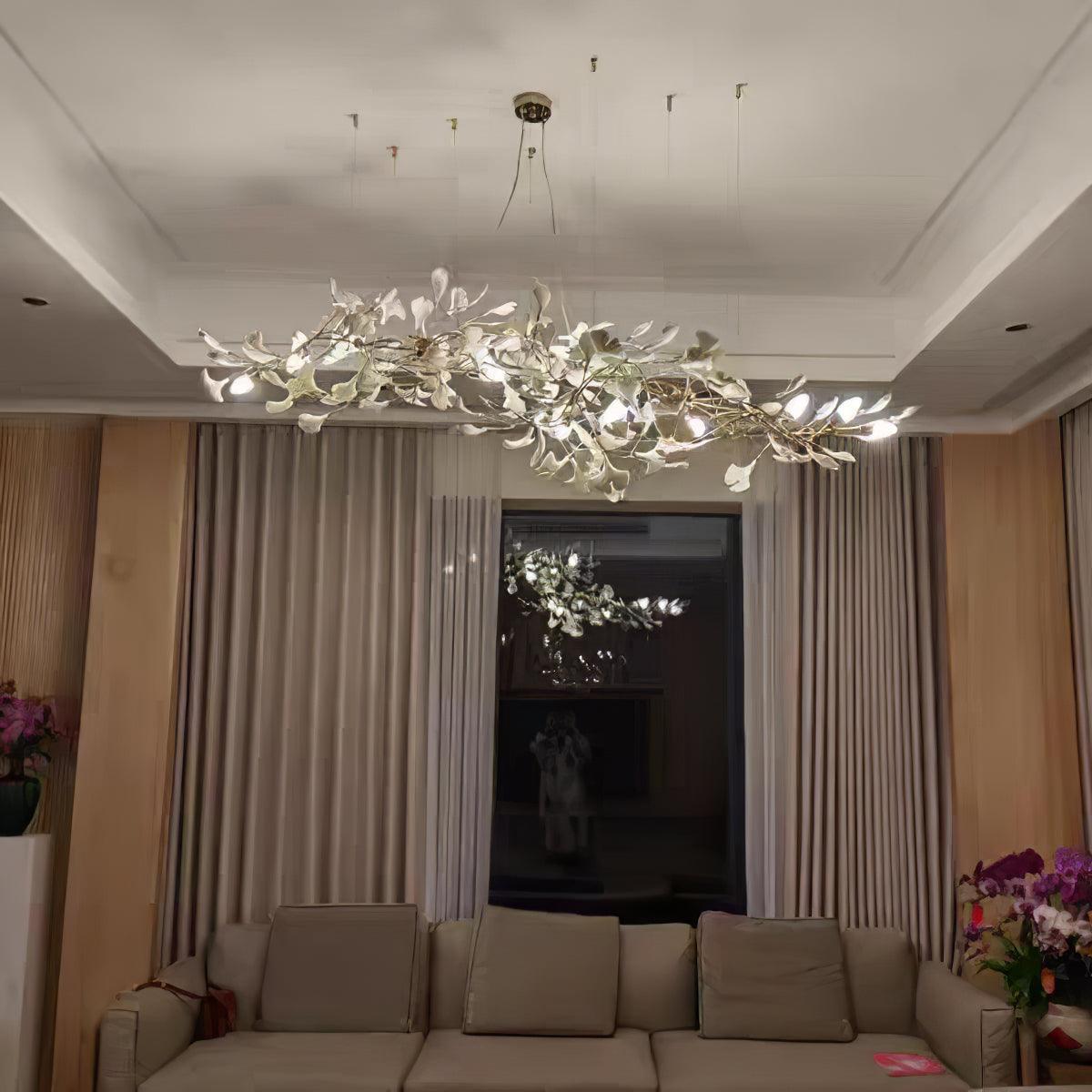 Ceramic Ginkgo Leaf Linear Chandelier