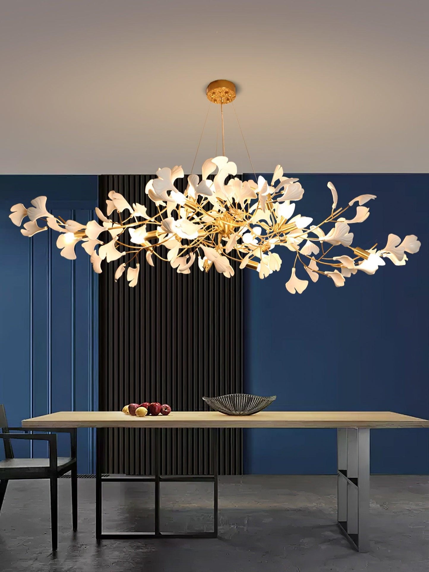 Ceramic Ginkgo Leaf Linear Chandelier