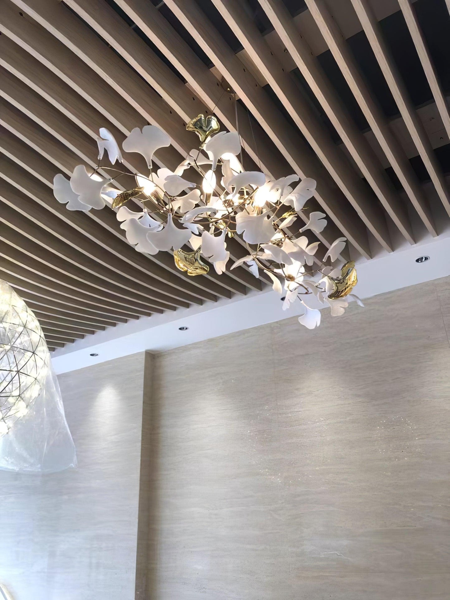 Ceramic Ginkgo Leaf Linear Chandelier