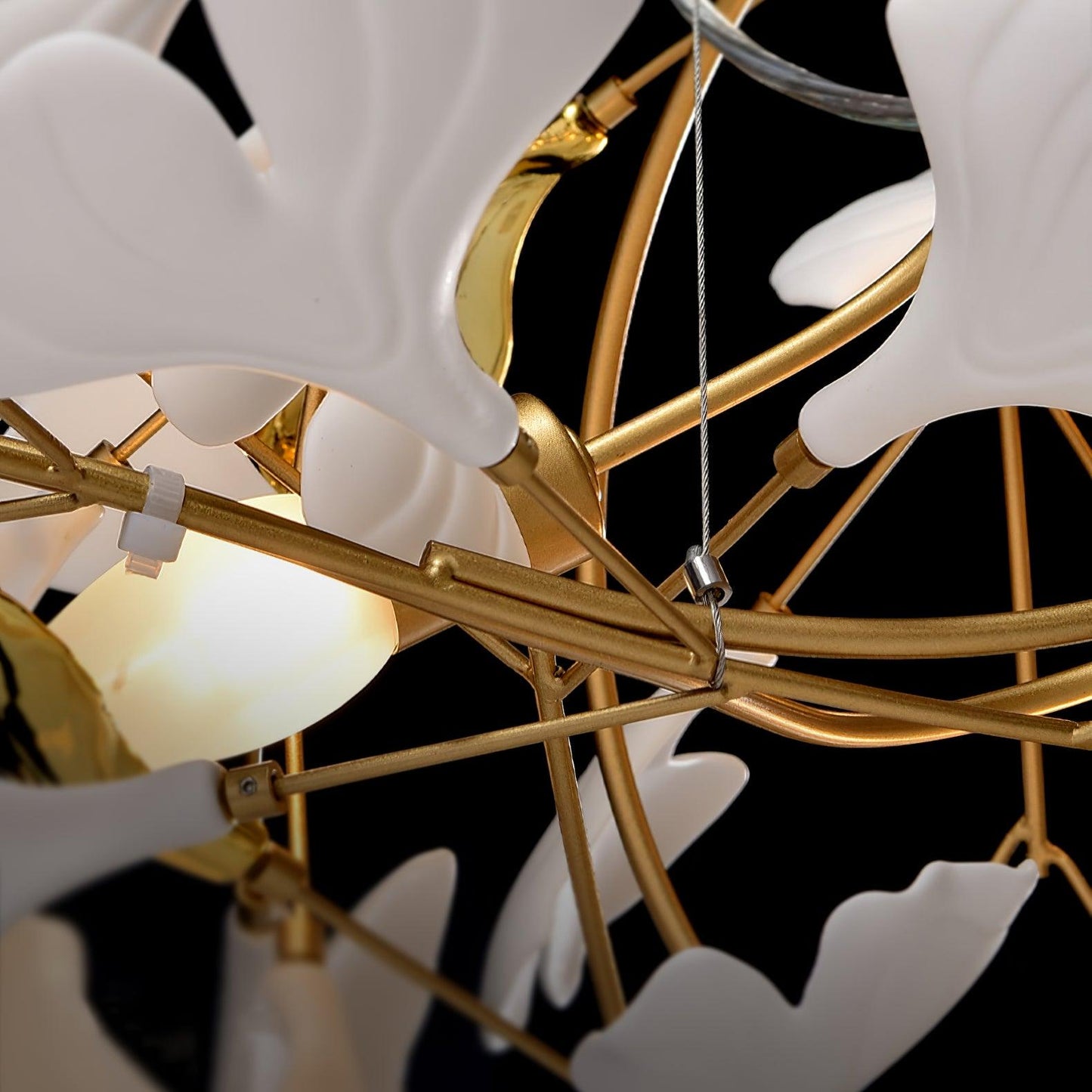 Ceramic Ginkgo Leaf Linear Chandelier