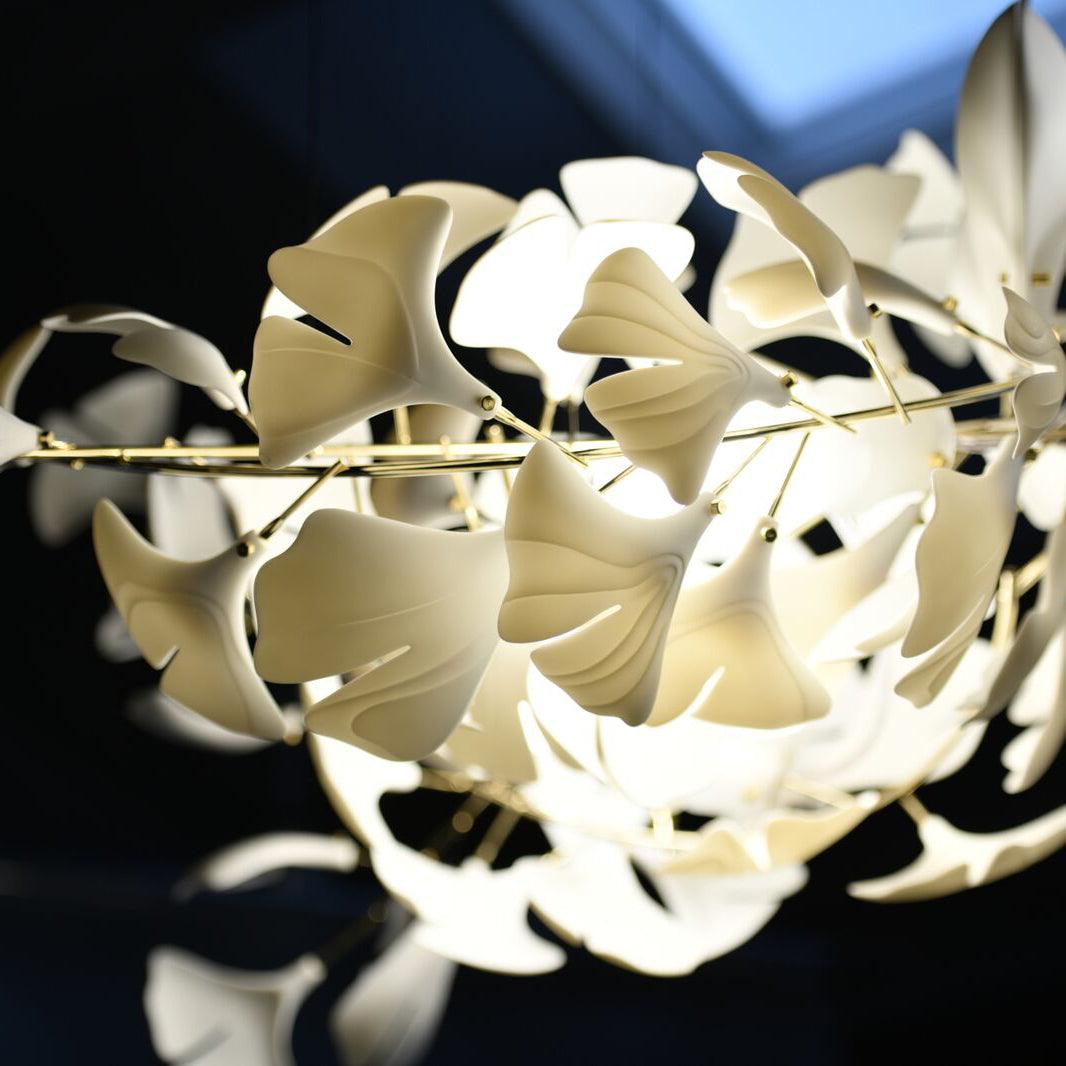 Ceramic Ginkgo Leaf Linear Chandelier