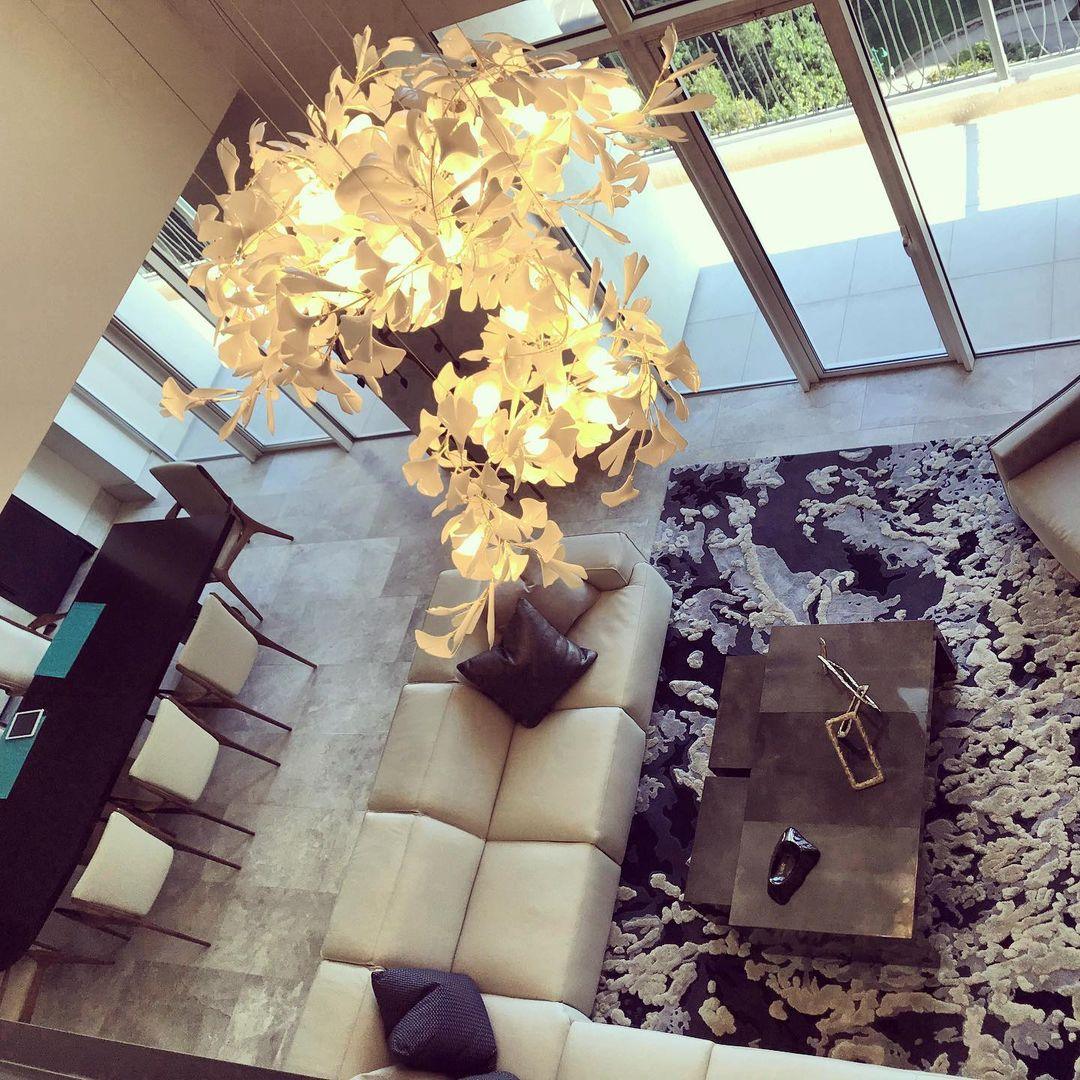 Ceramic Ginkgo Leaf Linear Chandelier