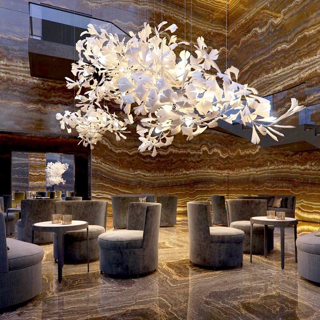 Ceramic Ginkgo Leaf Linear Chandelier