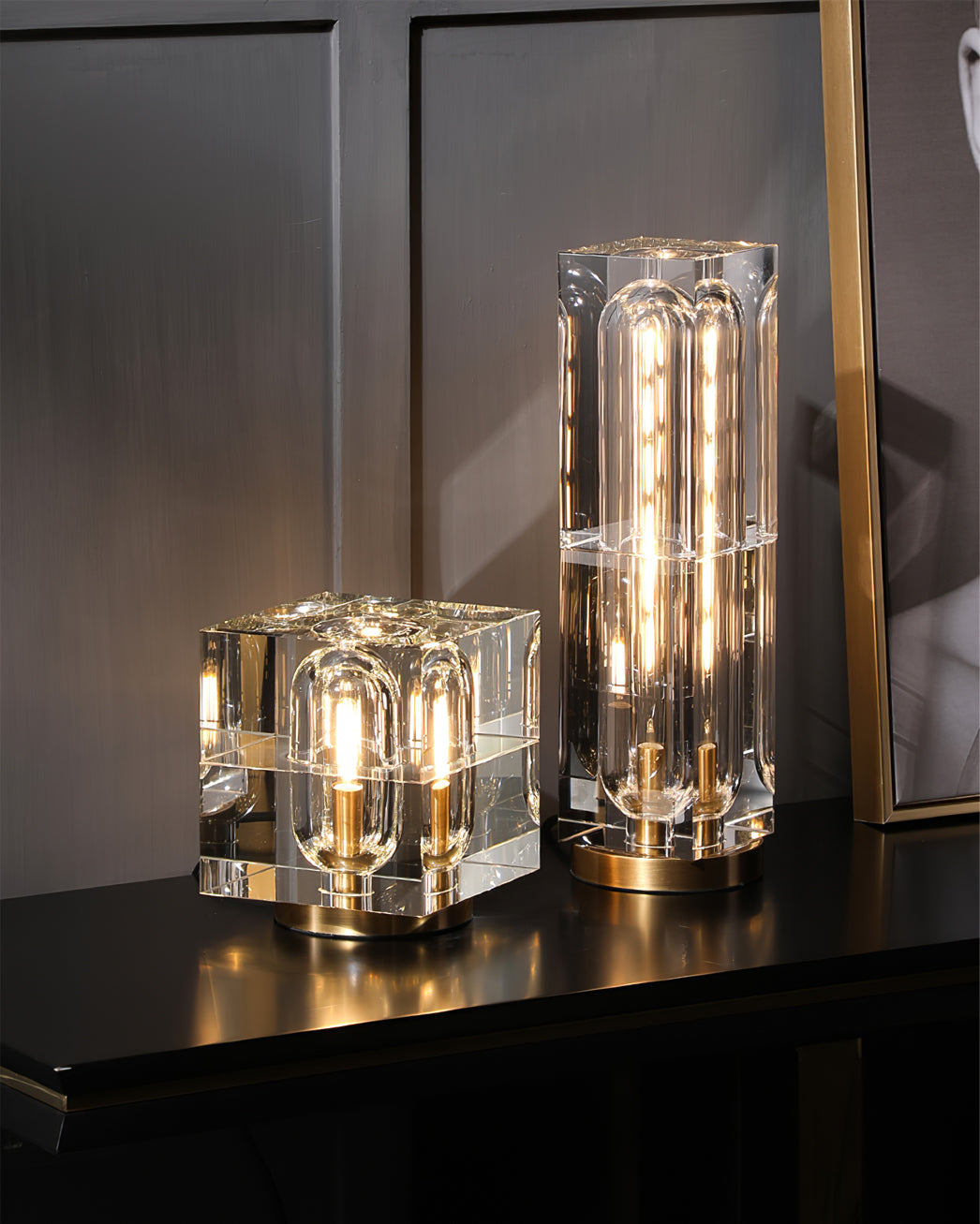 Optical Crystal Block Table Lamp