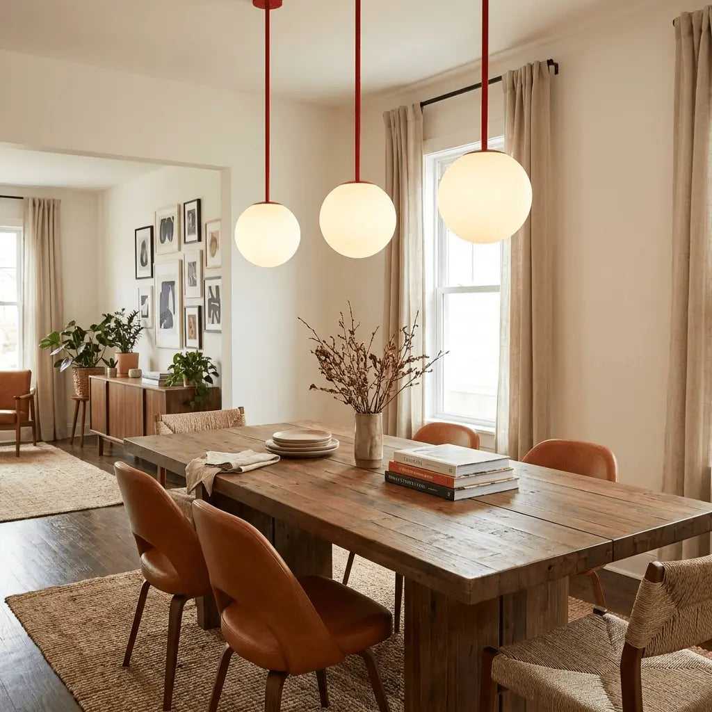 Branching Arc Sputnik Chandelier — Nordic Art Deco Pendant Light with Milk Glass Globes for Dining Room, Living Room, Restaurant and Cafe, Black Gold and Red Multi-Head Ceiling Light Erbstuk