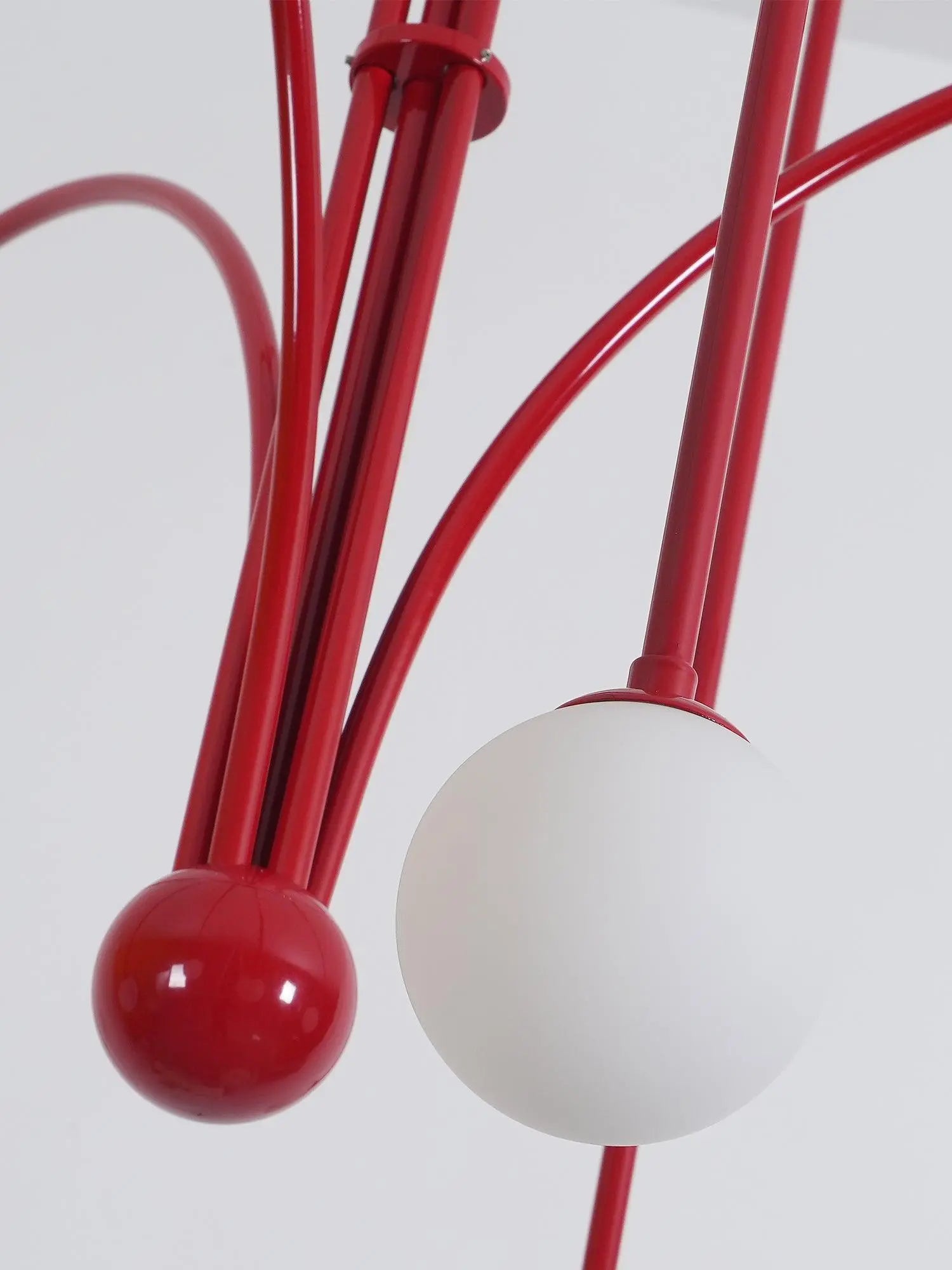 Branching Arc Sputnik Chandelier — Nordic Art Deco Pendant Light with Milk Glass Globes for Dining Room, Living Room, Restaurant and Cafe, Black Gold and Red Multi-Head Ceiling Light Erbstuk